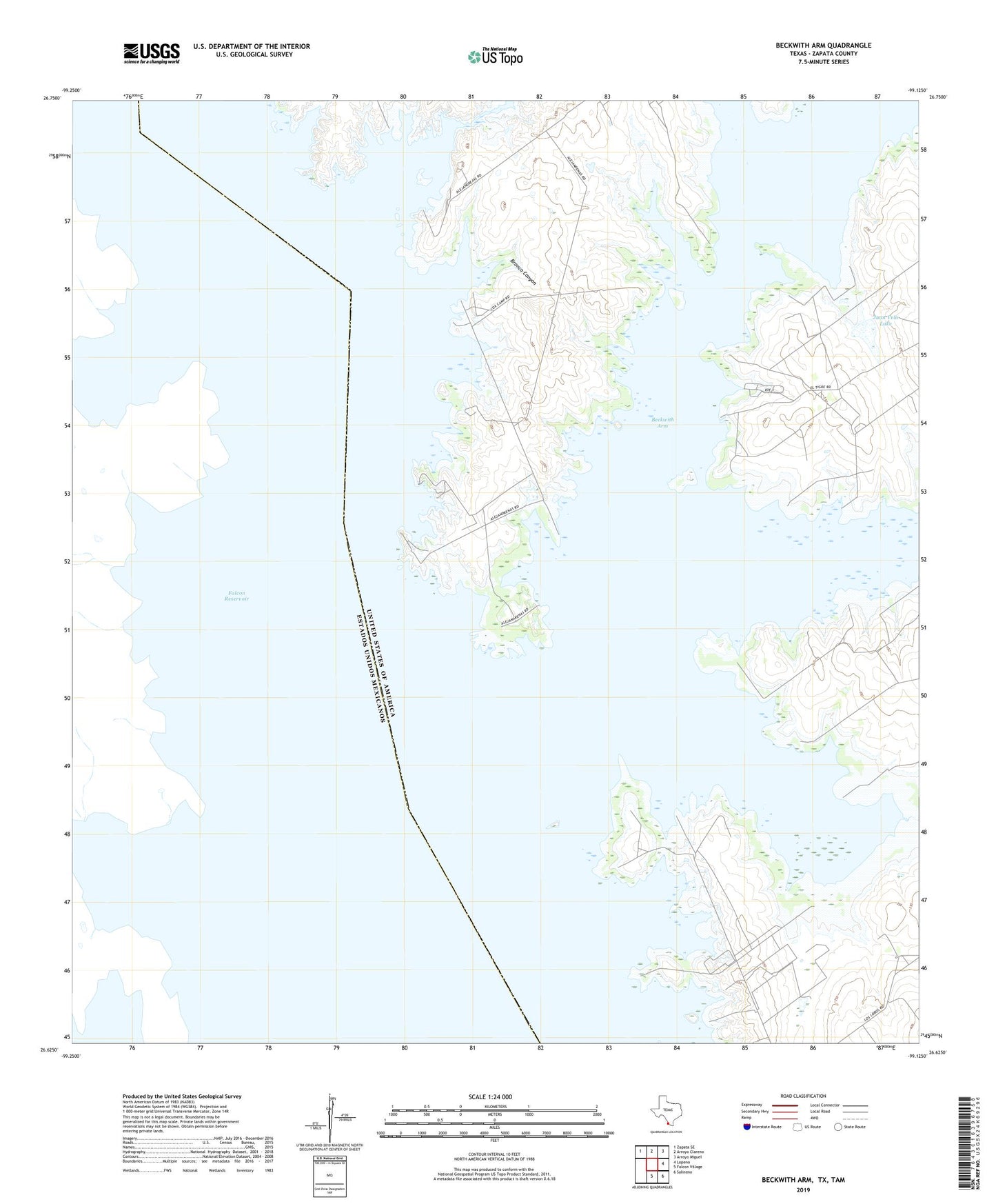Beckwith Arm Texas US Topo Map Image