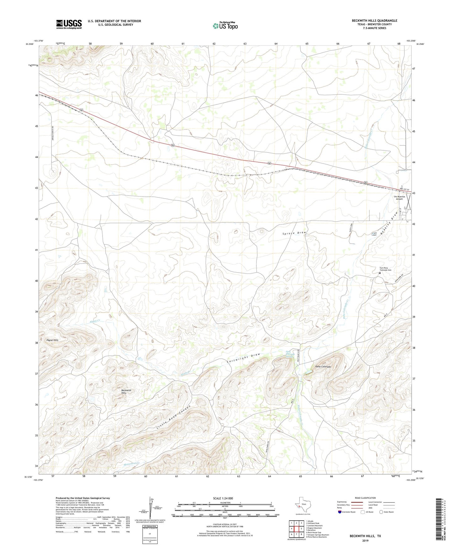 Beckwith Hills Texas US Topo Map Image