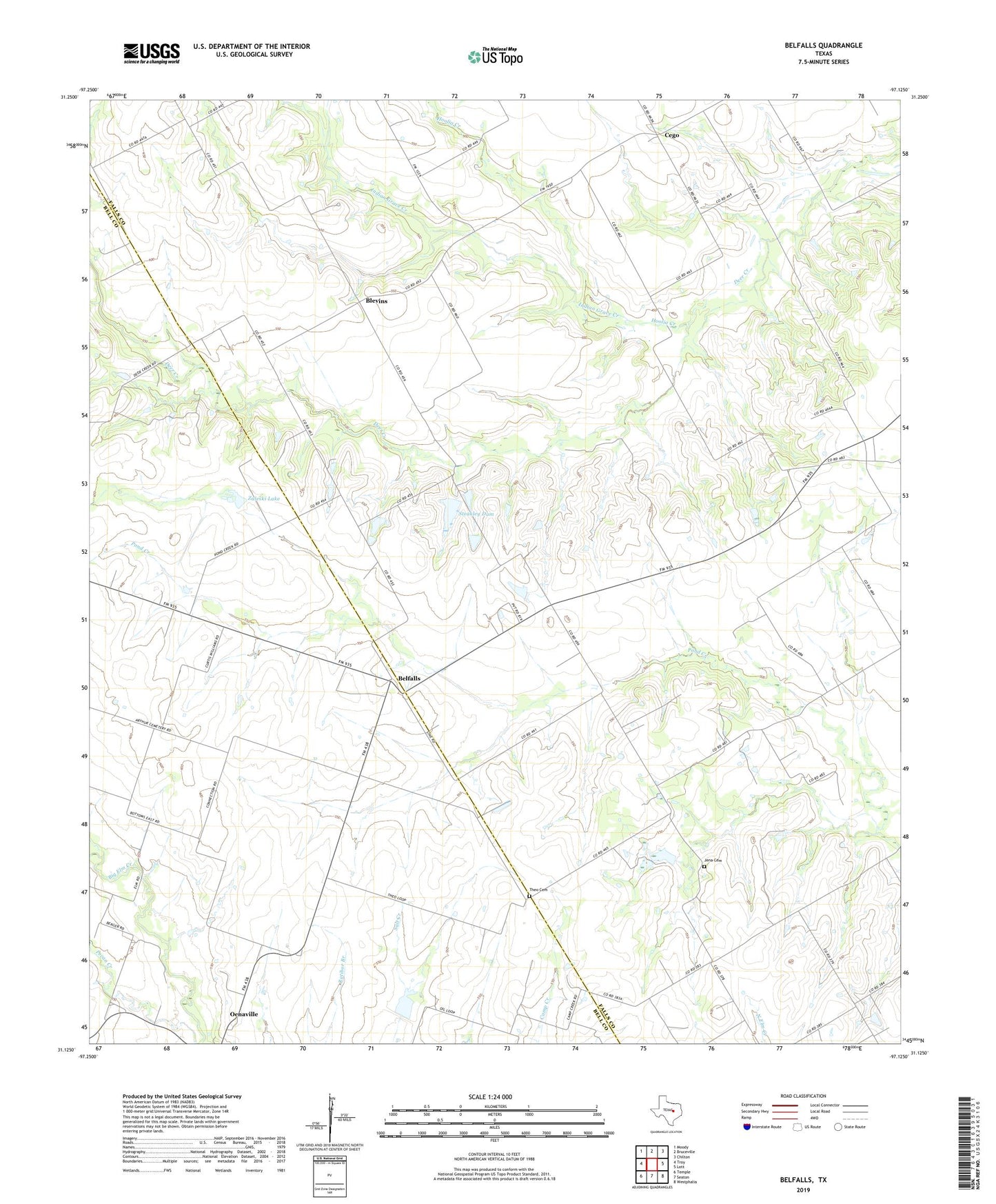 Belfalls Texas US Topo Map Image