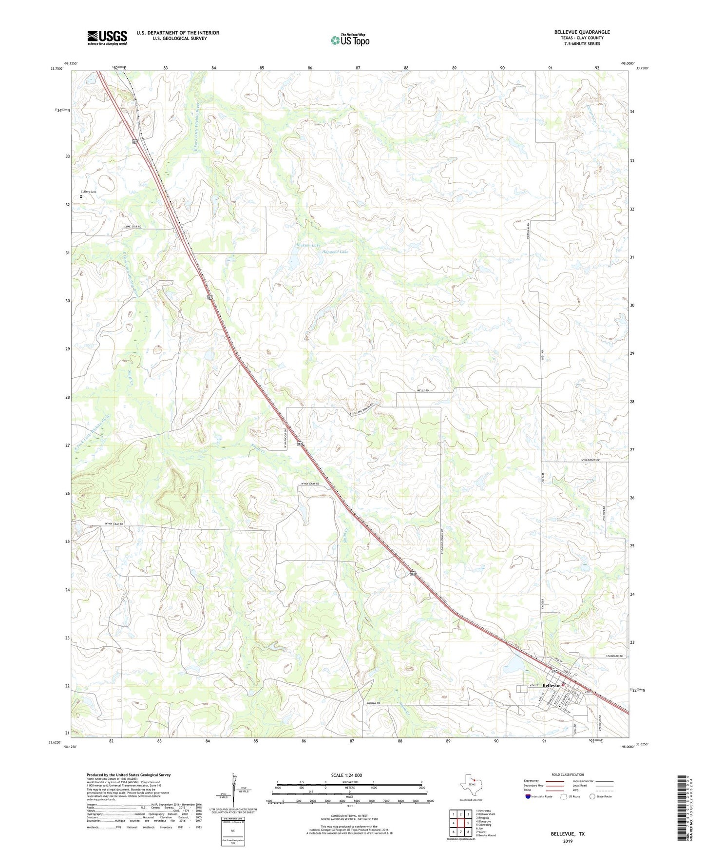 Bellevue Texas US Topo Map Image