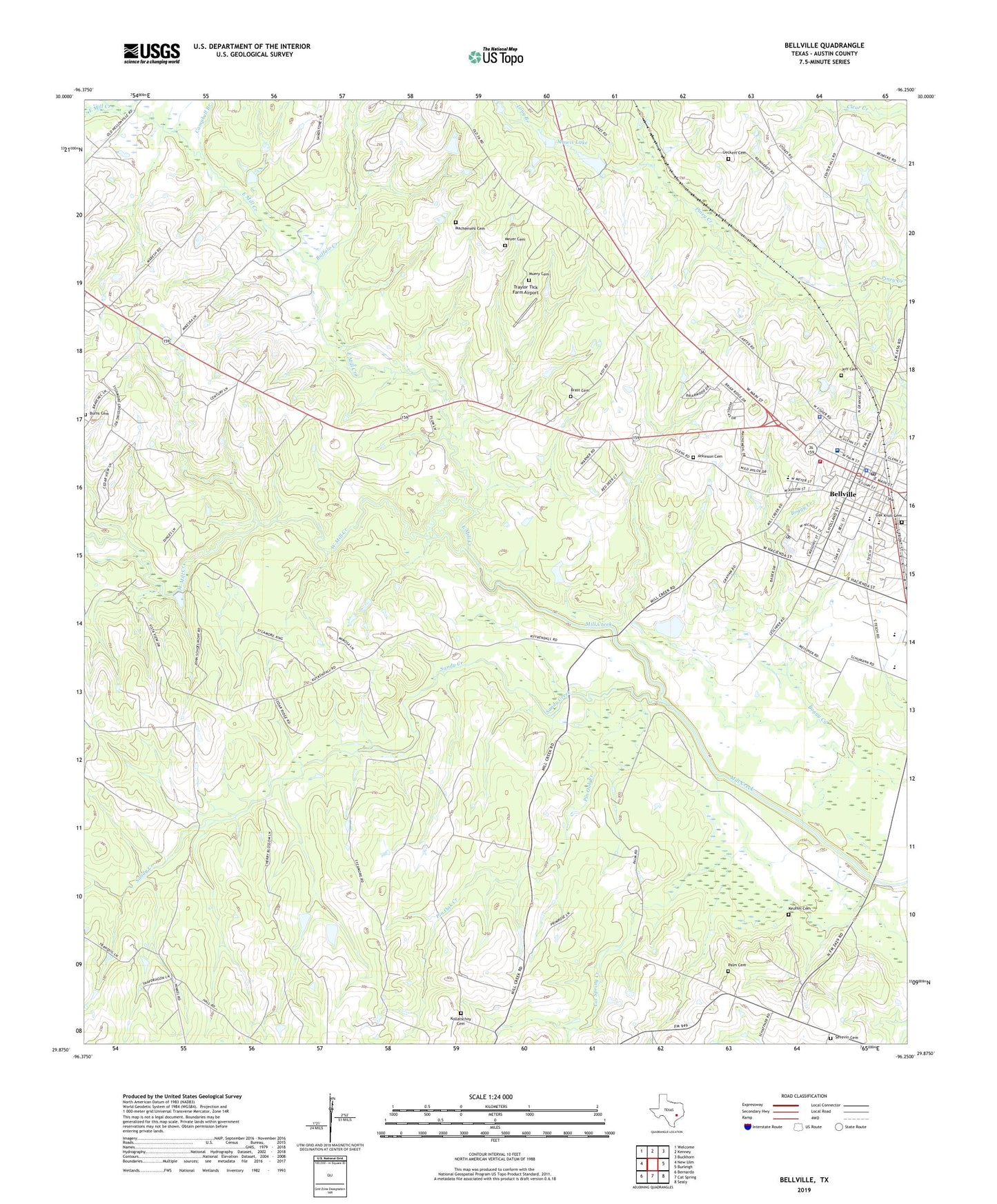 Bellville Texas US Topo Map Image