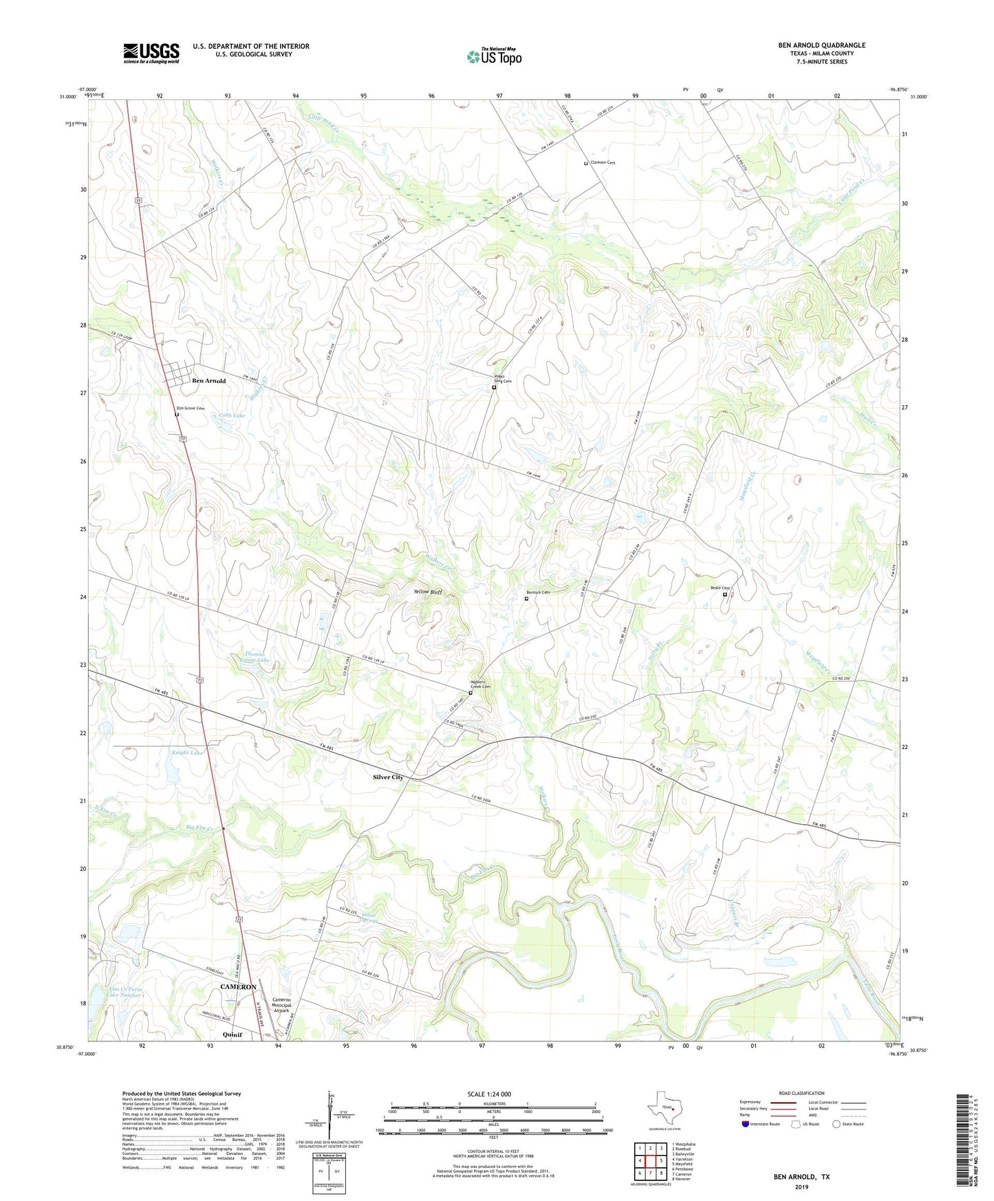 Ben Arnold Texas US Topo Map Image