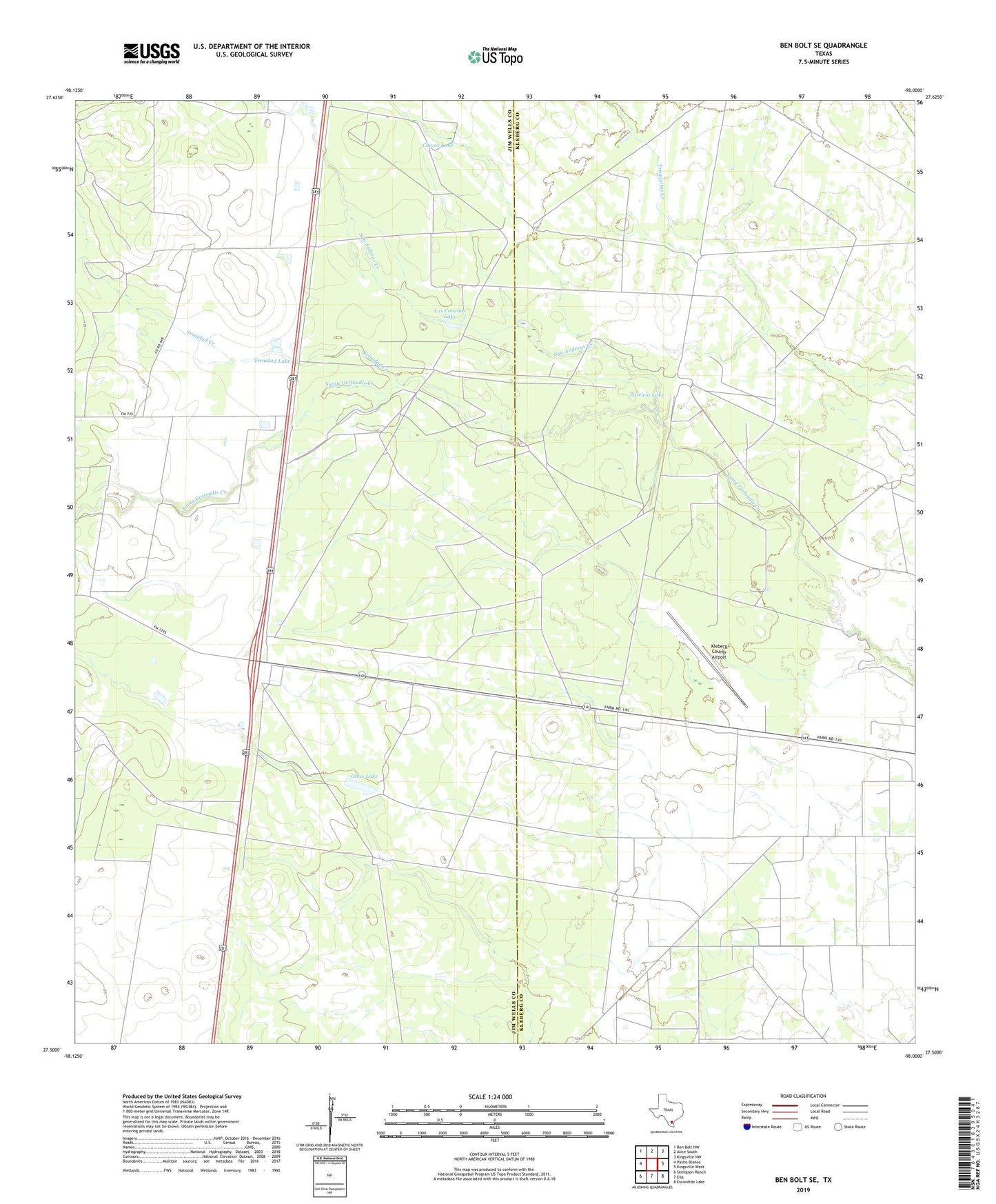 Ben Bolt SE Texas US Topo Map Image