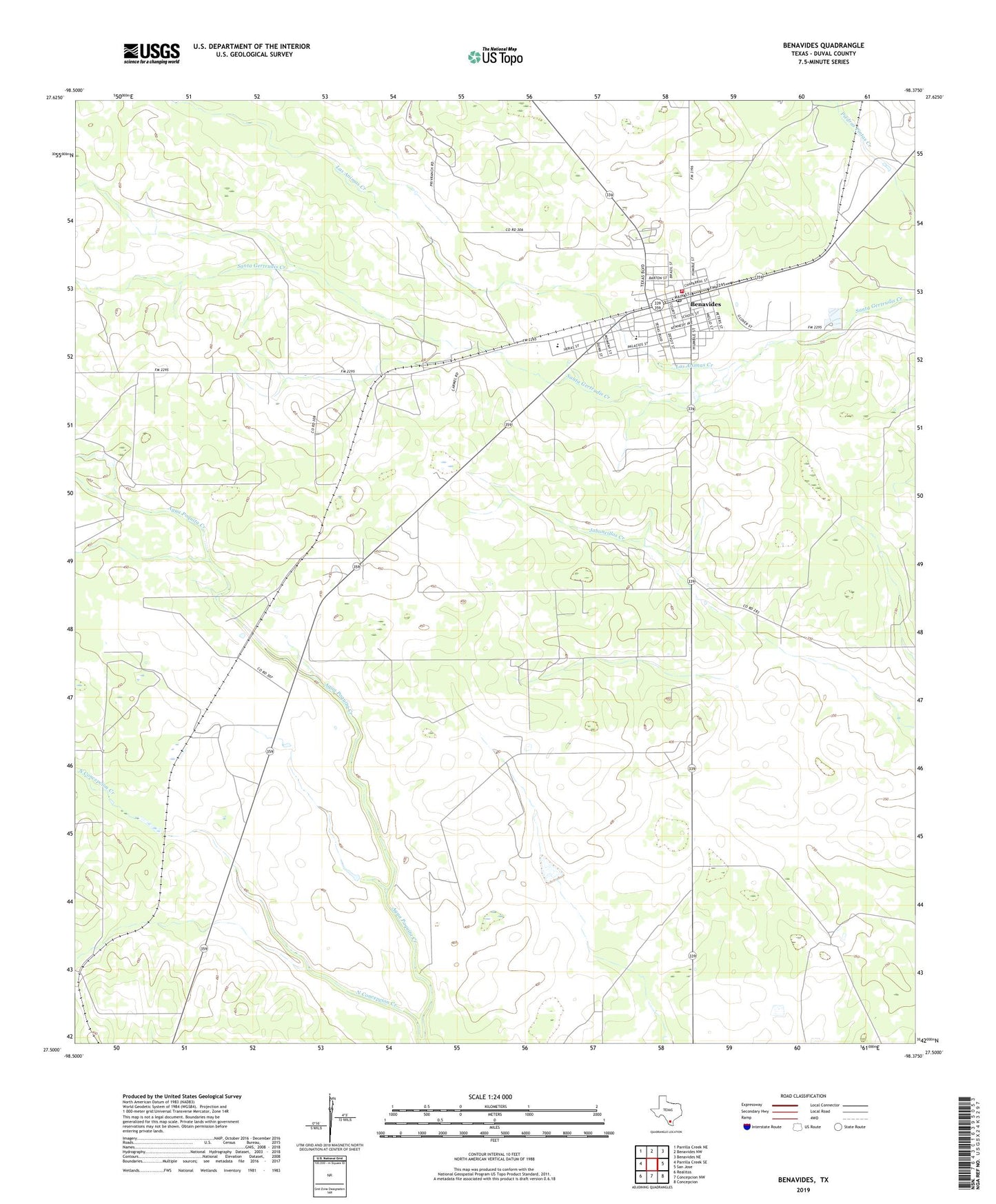 Benavides Texas US Topo Map Image