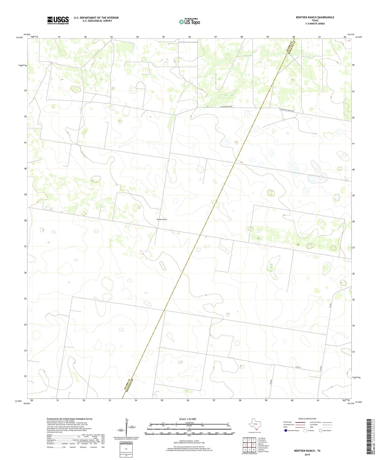 Bentsen Ranch Texas US Topo Map Image