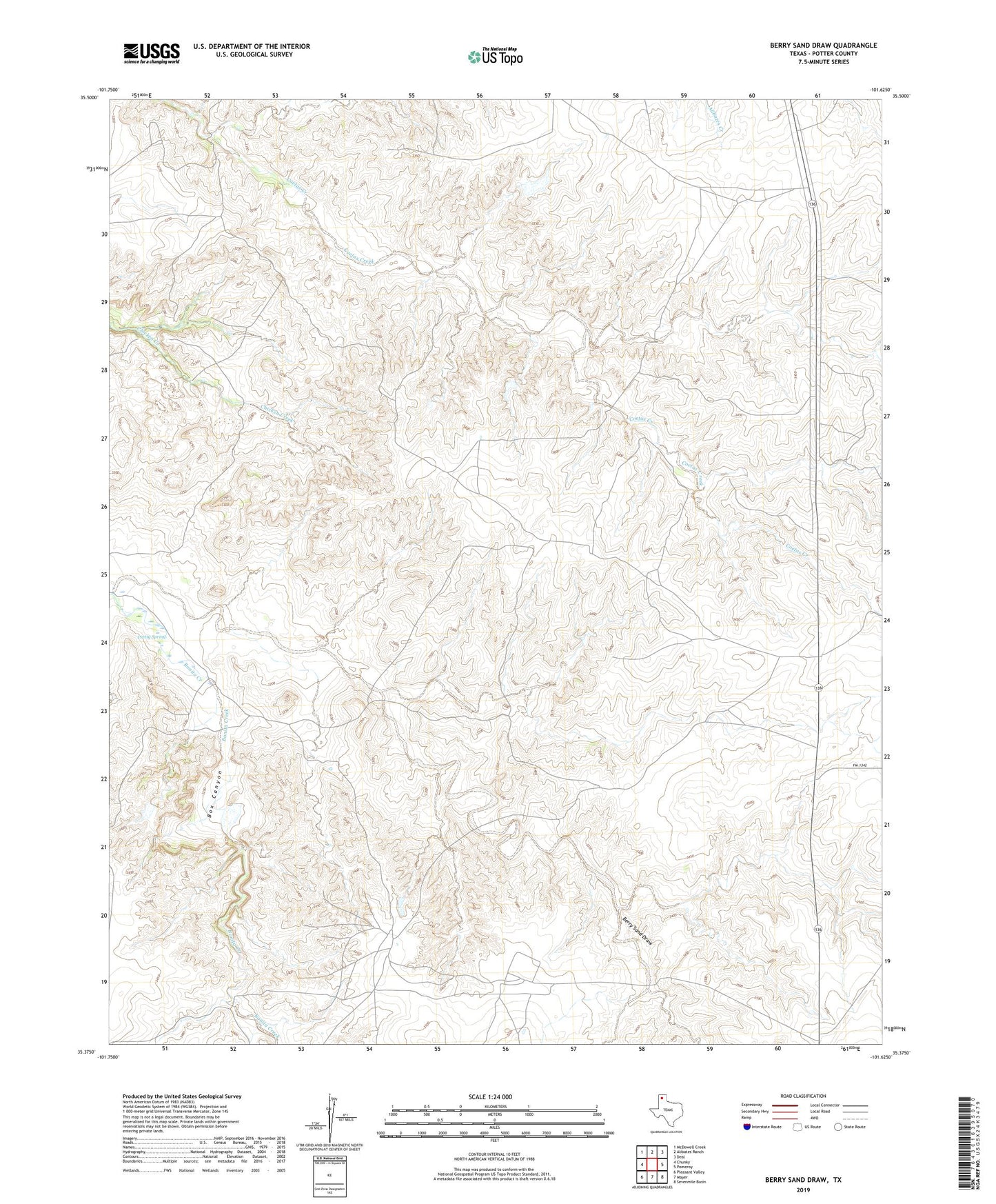 Berry Sand Draw Texas US Topo Map Image