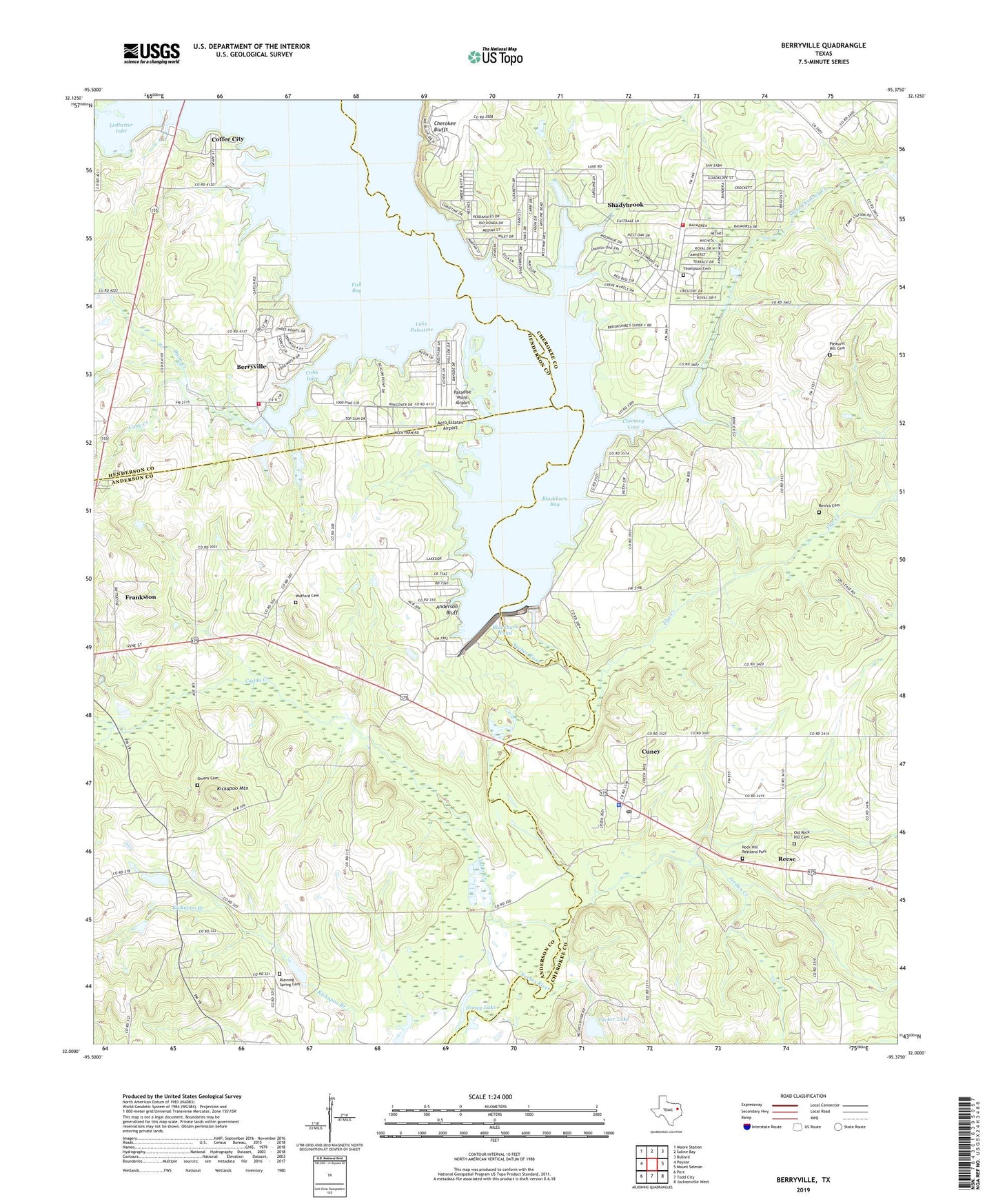Berryville Texas US Topo Map Image