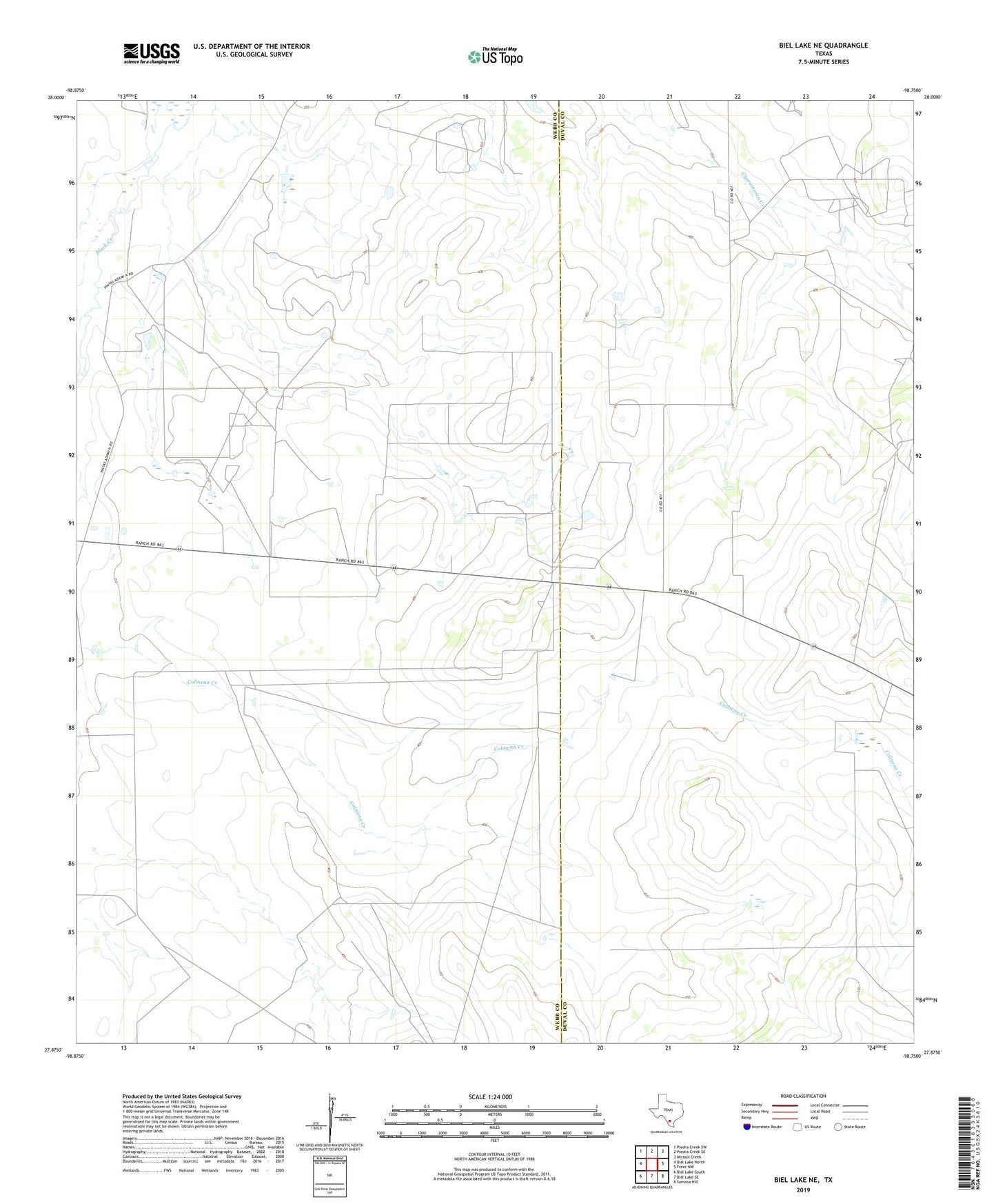 Biel Lake NE Texas US Topo Map Image
