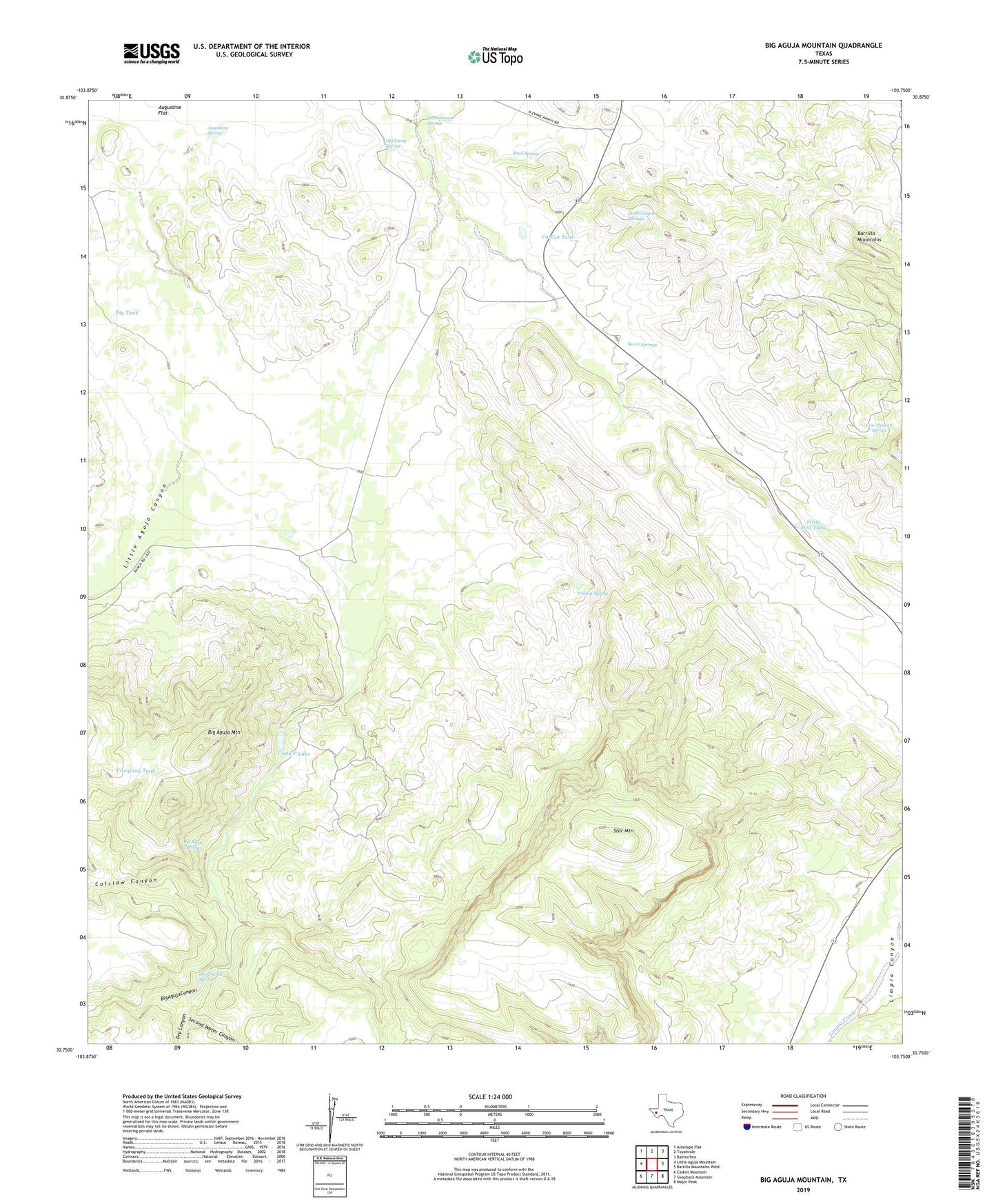 Big Aguja Mountain Texas US Topo Map Image