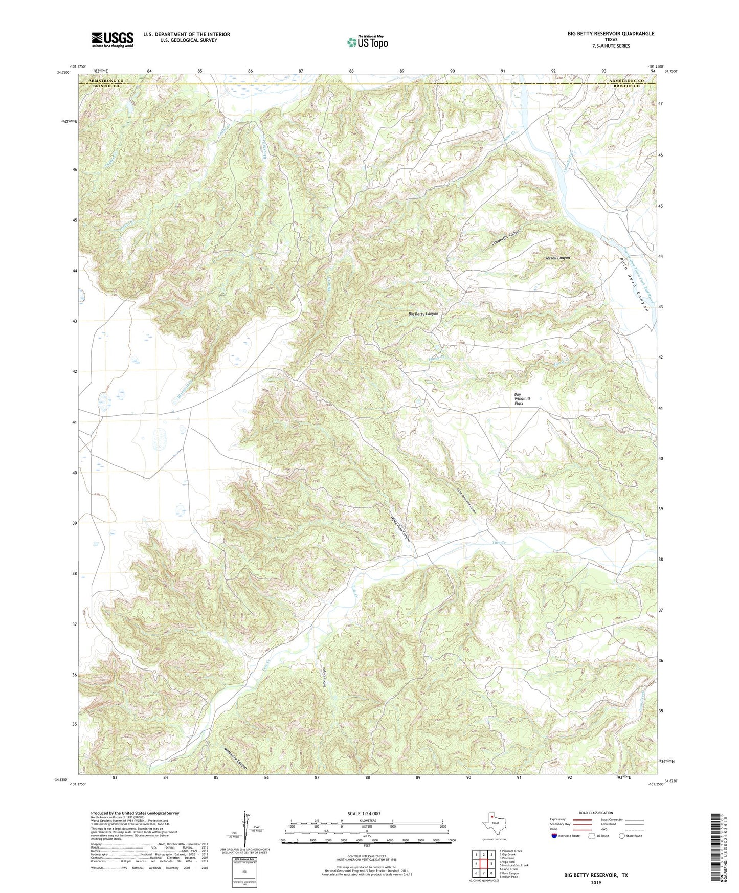 Big Betty Reservoir Texas US Topo Map Image