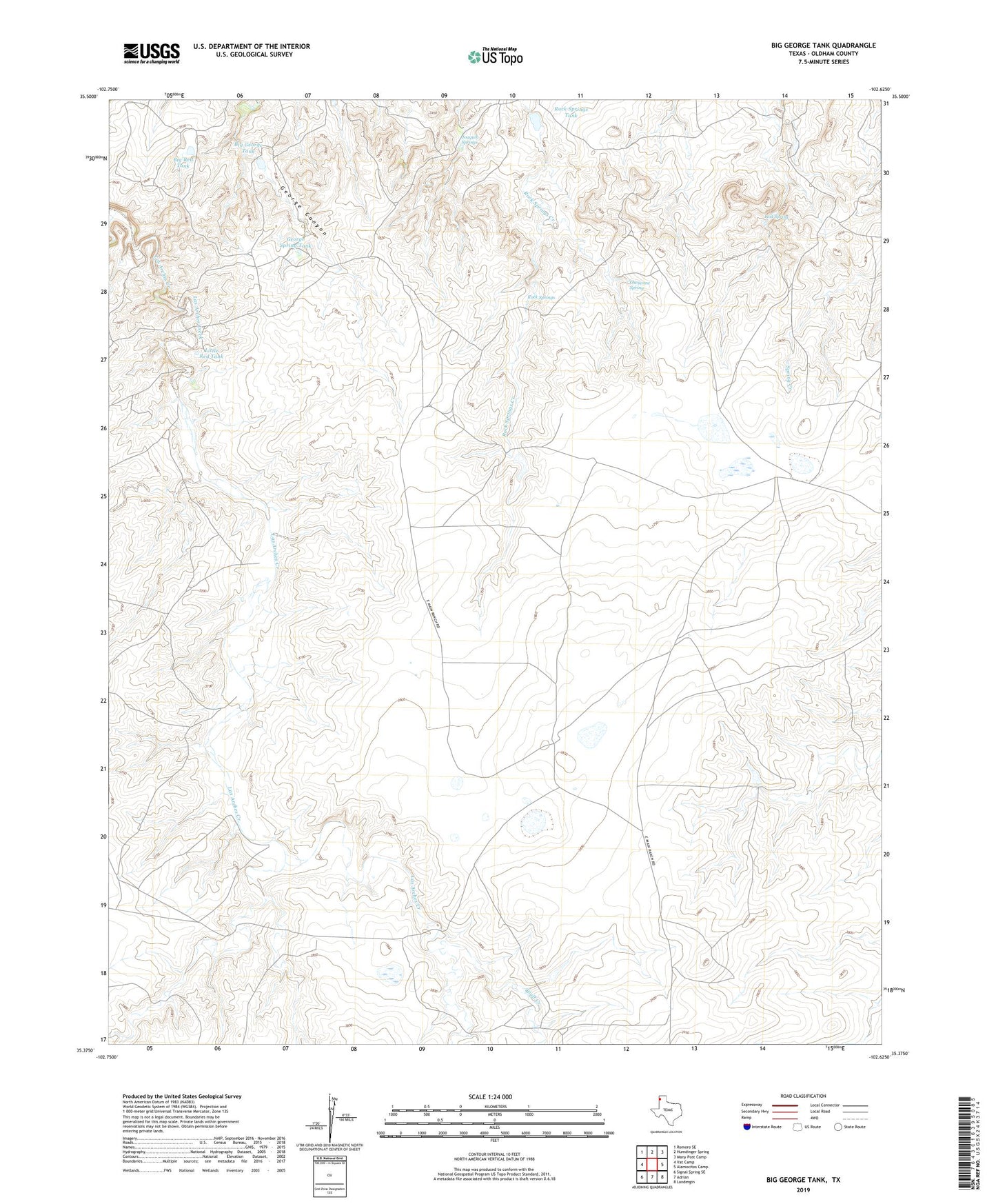 Big George Tank Texas US Topo Map Image