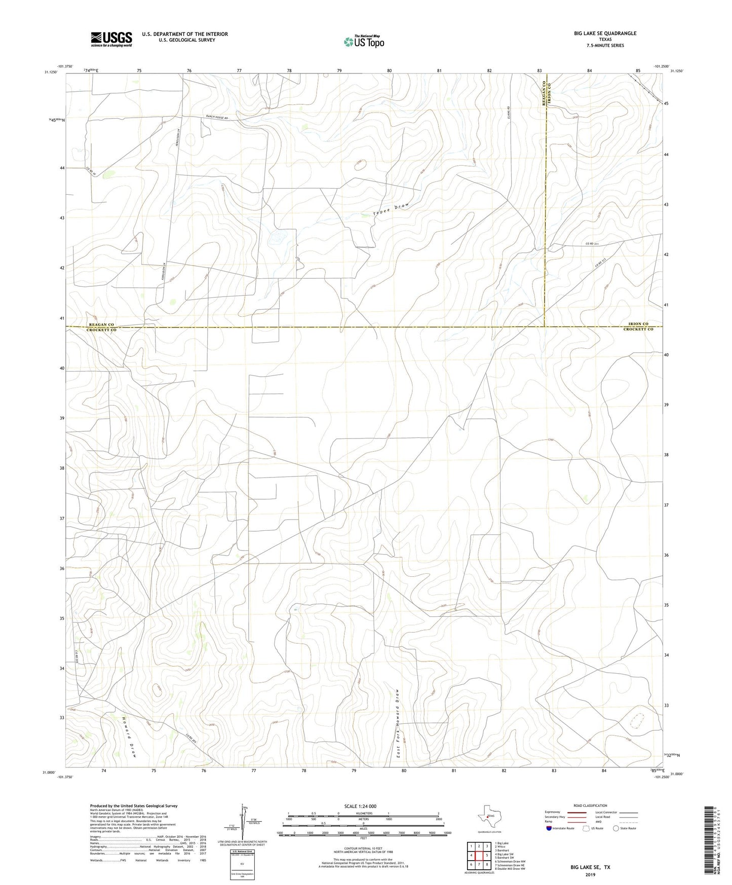 Big Lake SE Texas US Topo Map Image