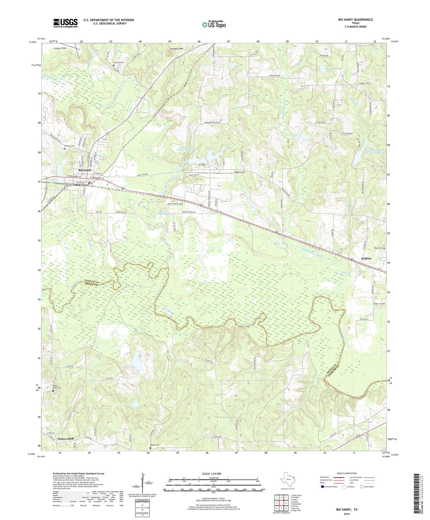 Big Sandy Texas US Topo Map Image