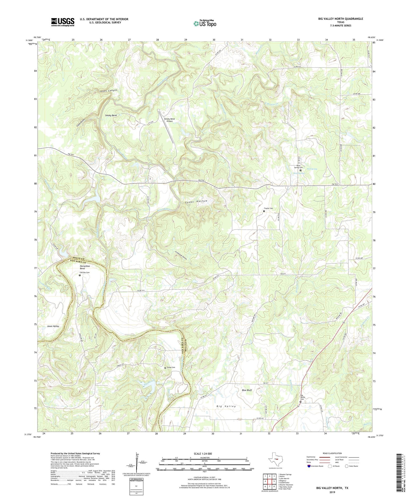 Big Valley North Texas US Topo Map Image