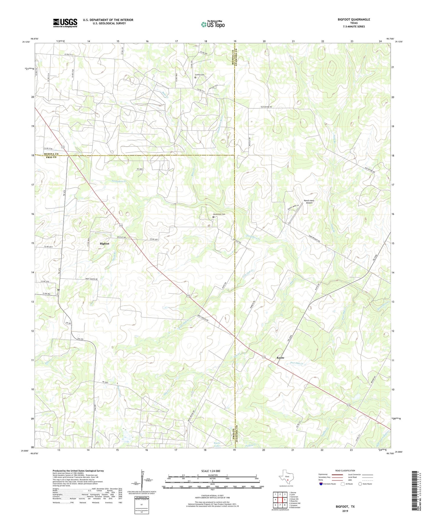Bigfoot Texas US Topo Map Image