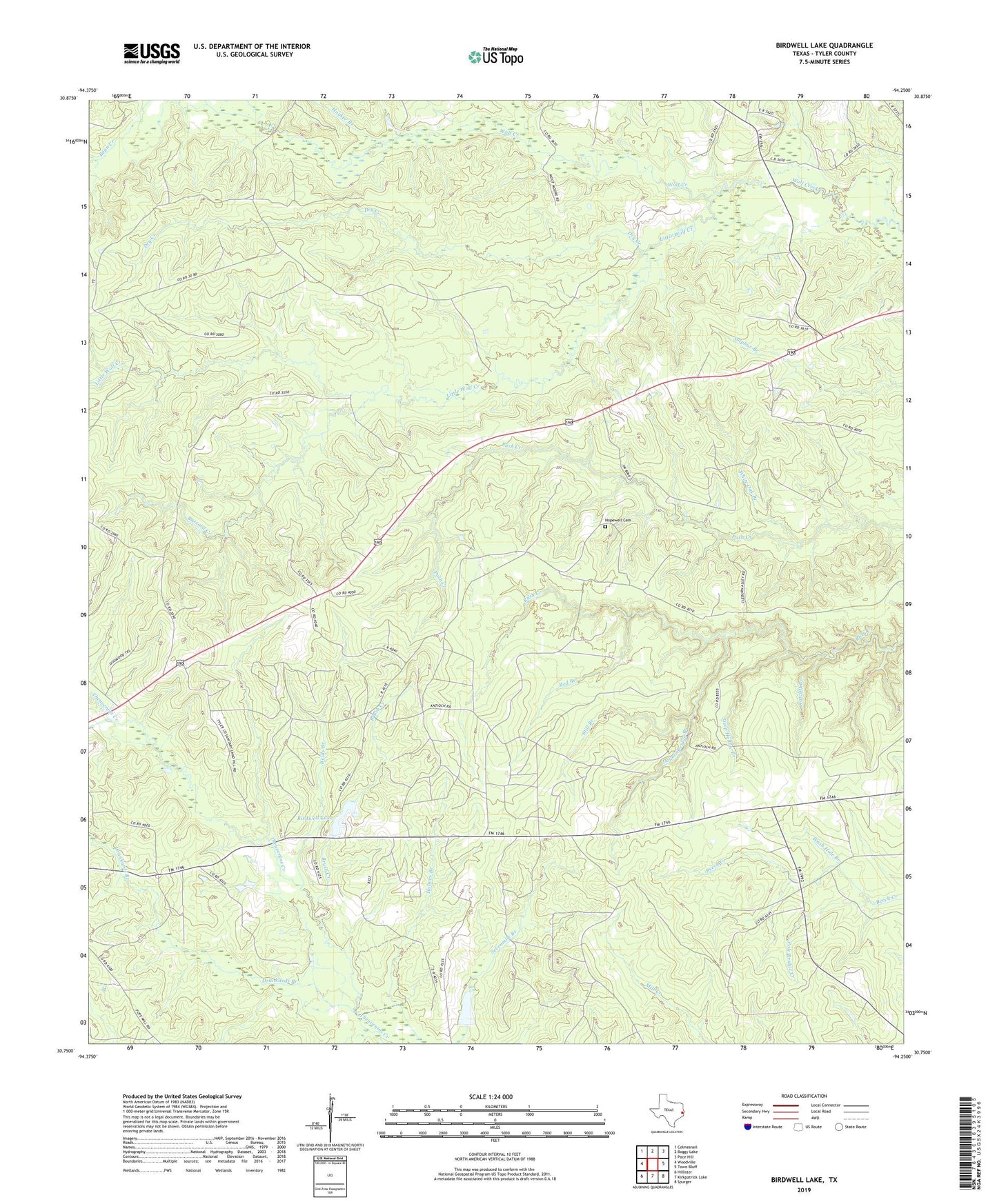 Birdwell Lake Texas US Topo Map Image