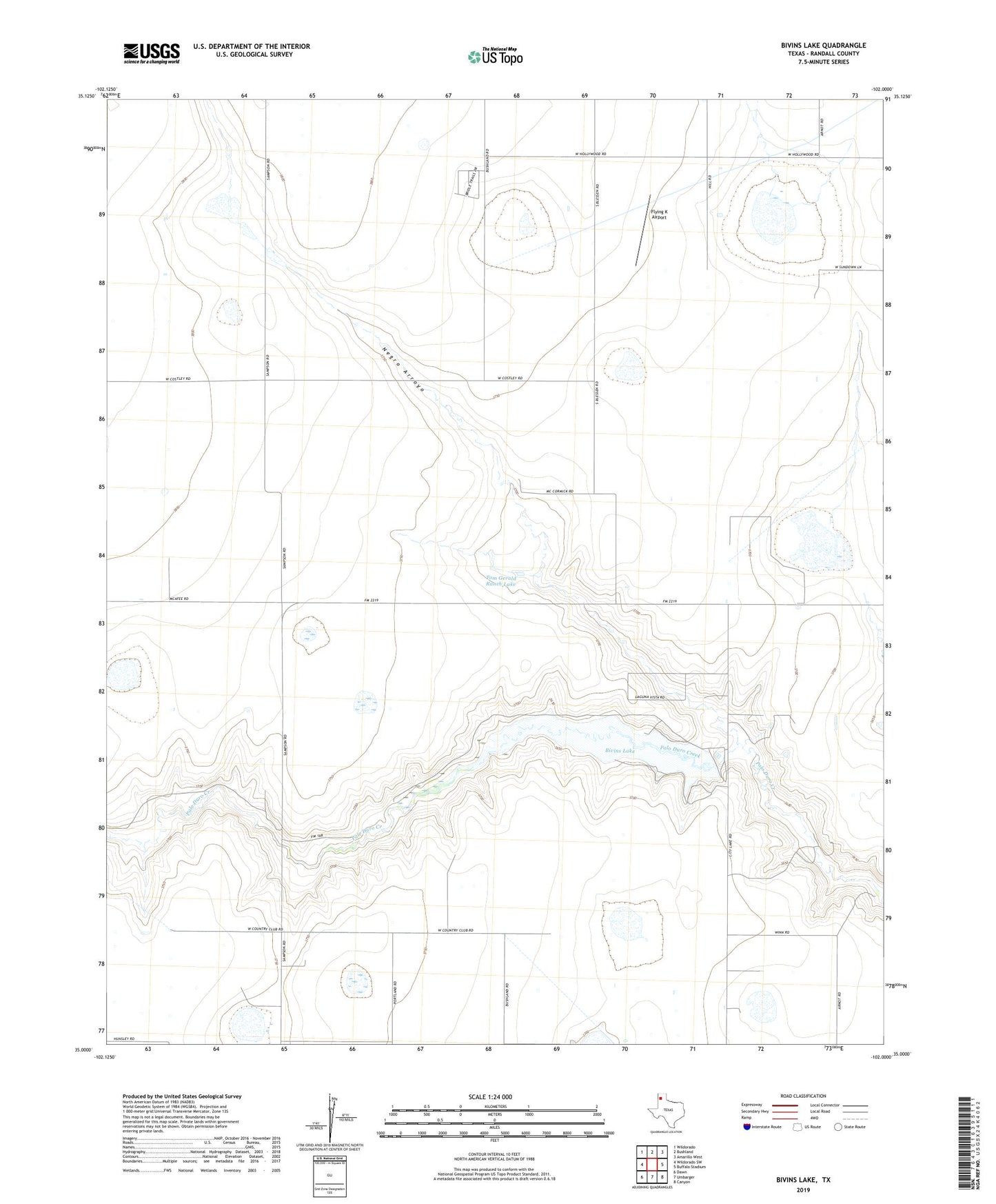 Bivins Lake Texas US Topo Map Image