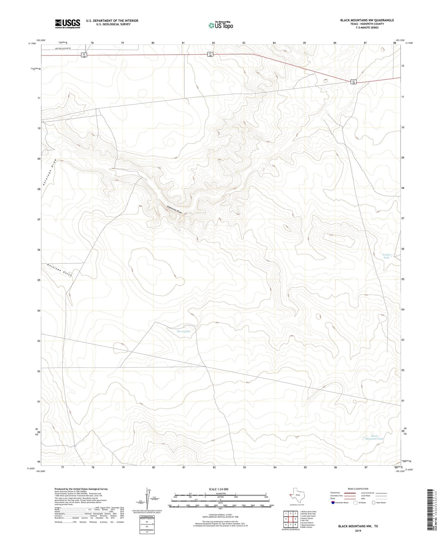 Black Mountains NW Texas US Topo Map Image