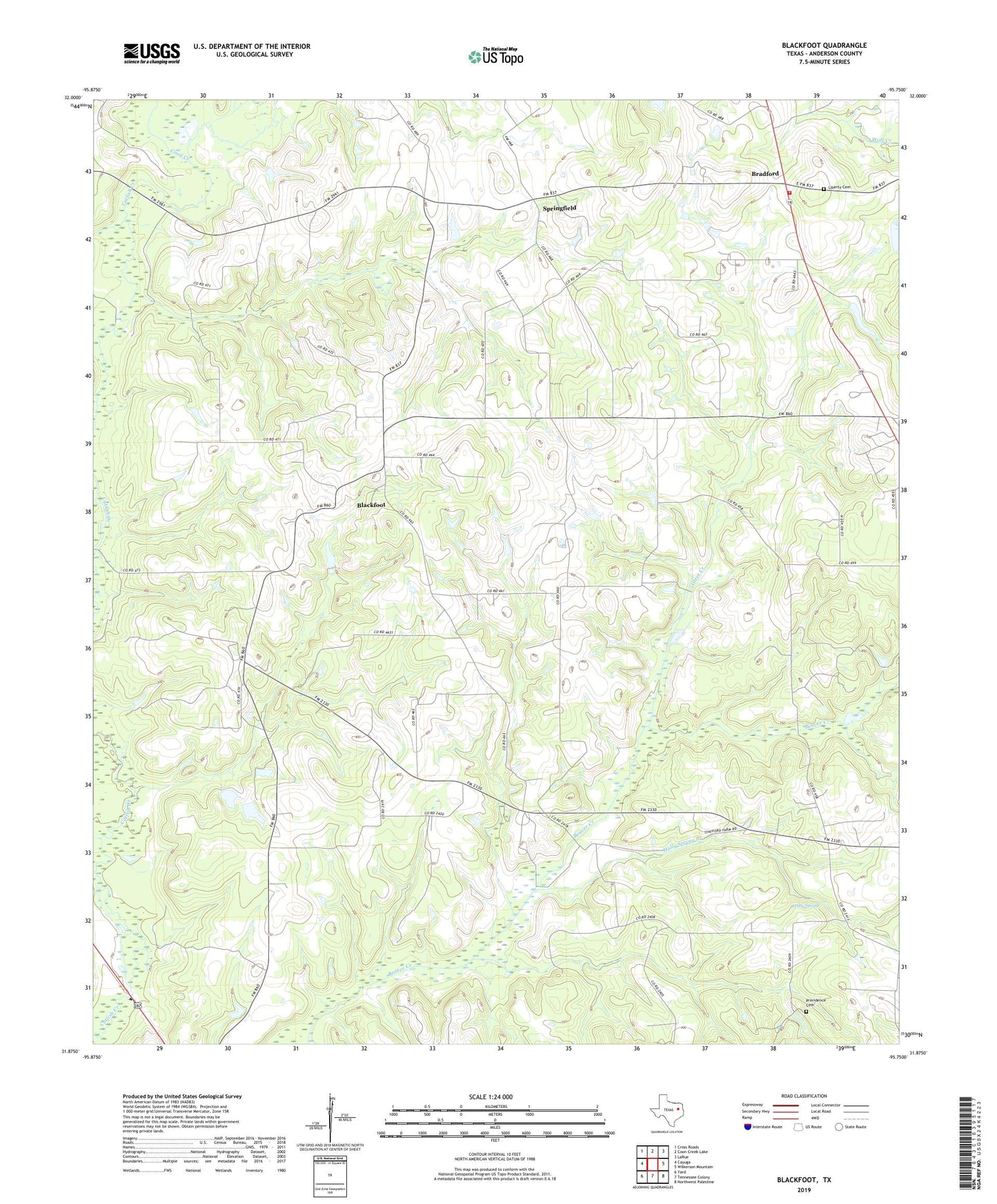 Blackfoot Texas US Topo Map Image