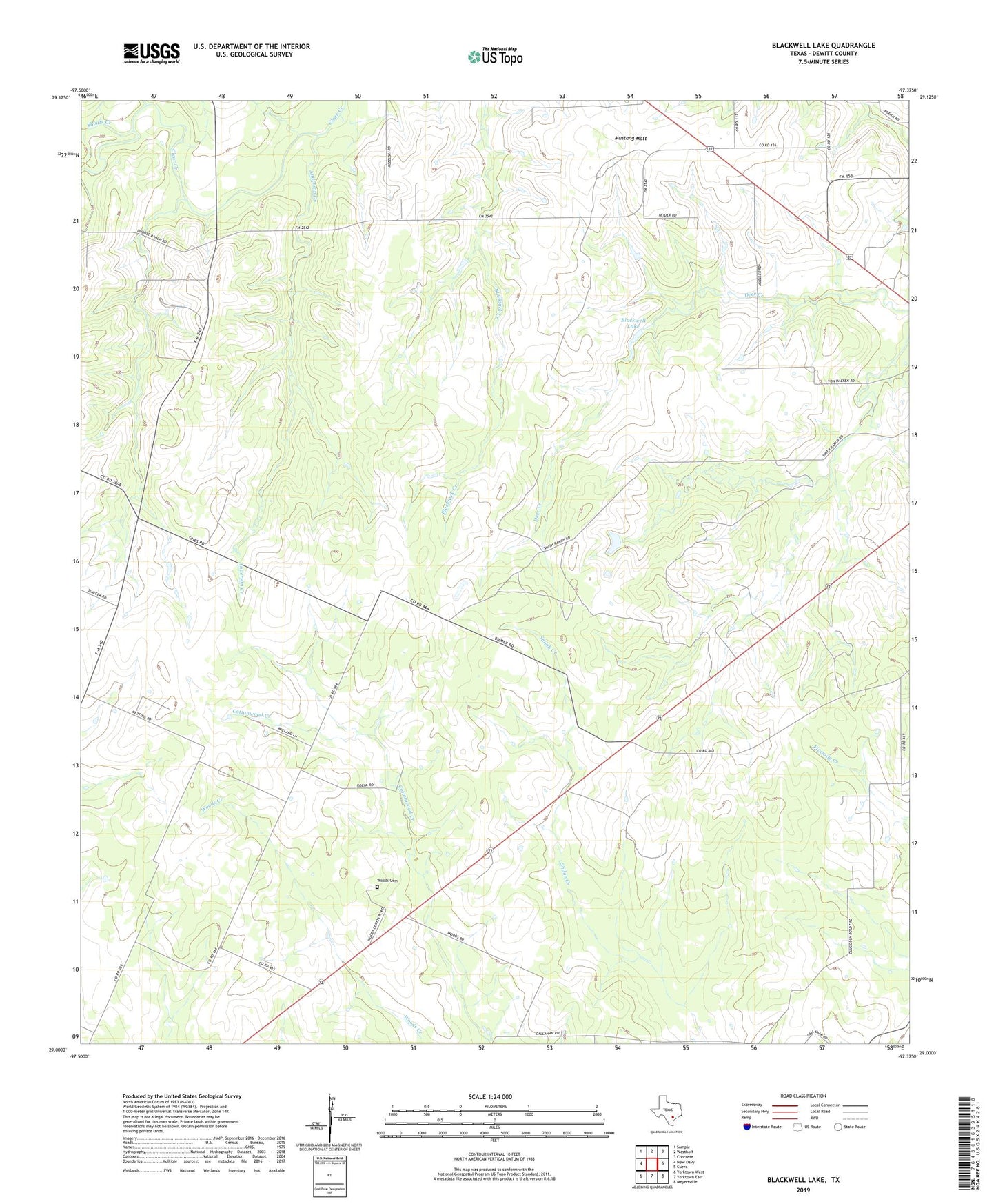 Blackwell Lake Texas US Topo Map Image
