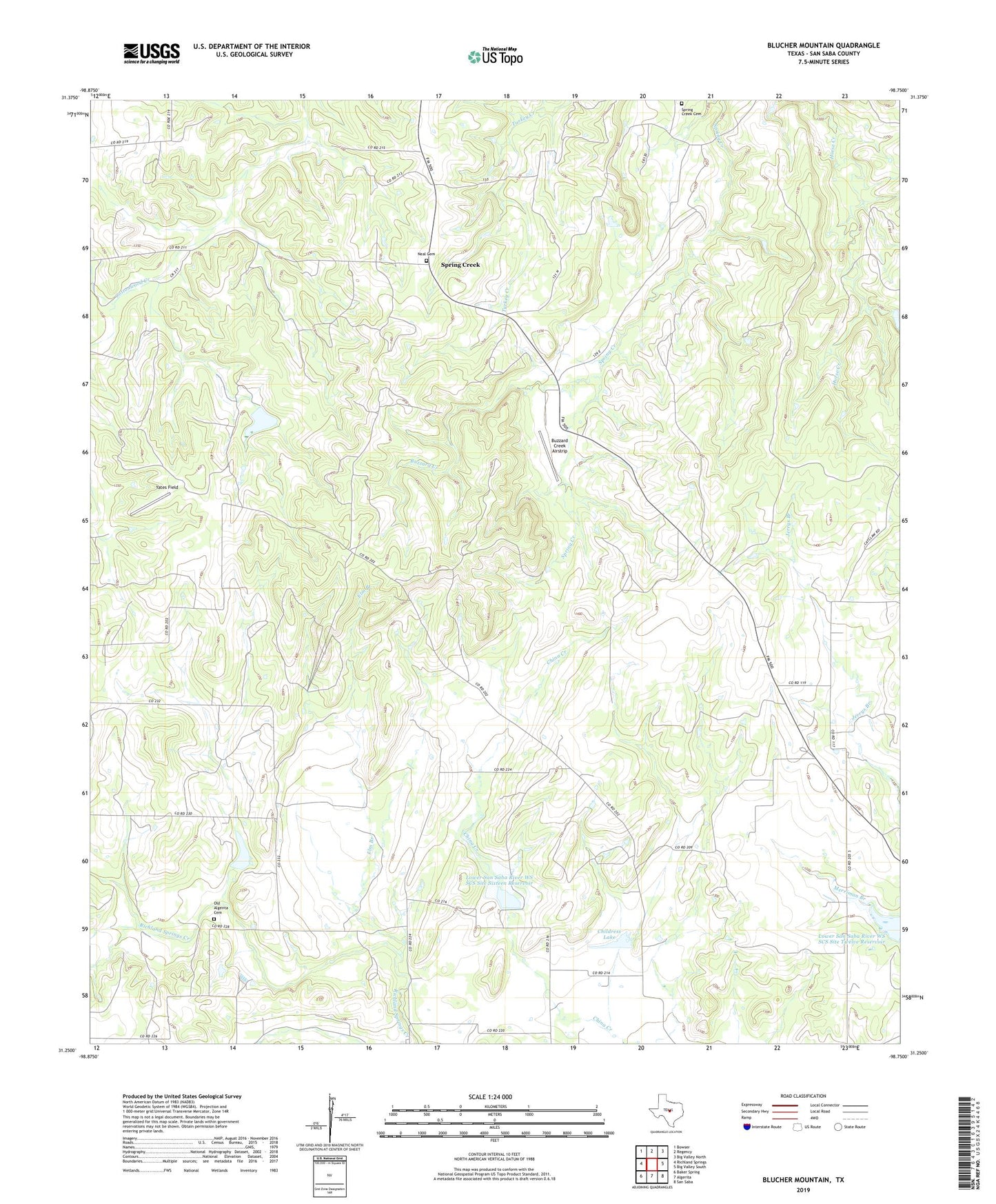 Blucher Mountain Texas US Topo Map Image