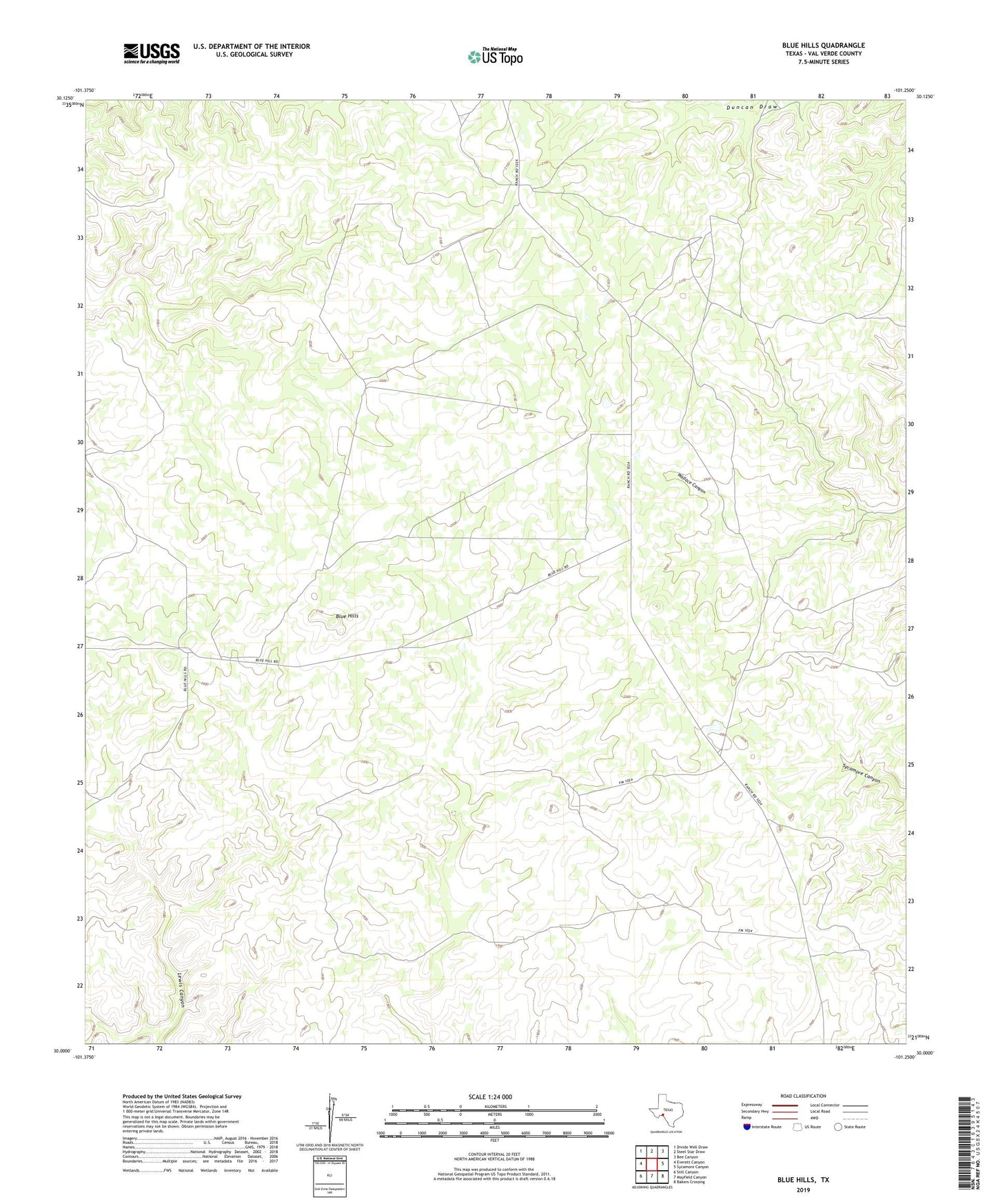 Blue Hills Texas US Topo Map Image