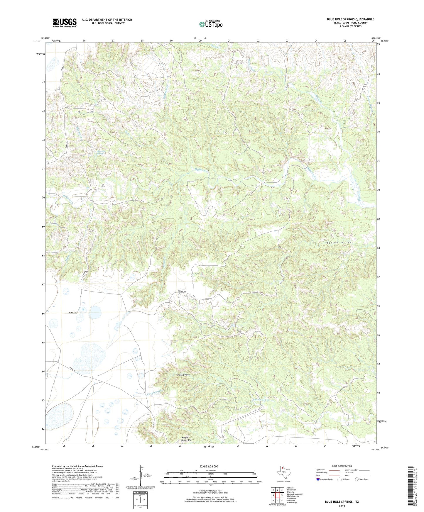 Blue Hole Springs Texas US Topo Map Image
