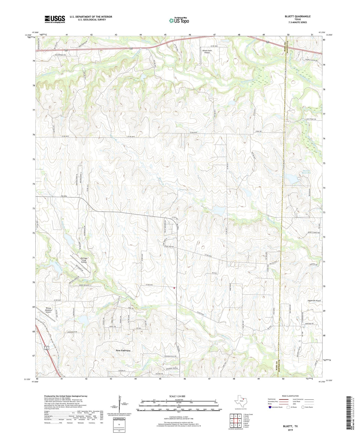 Bluett Texas US Topo Map Image