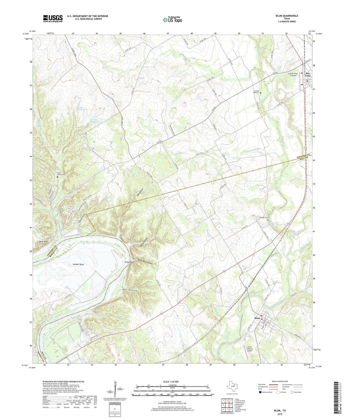 Blum Texas US Topo Map Image