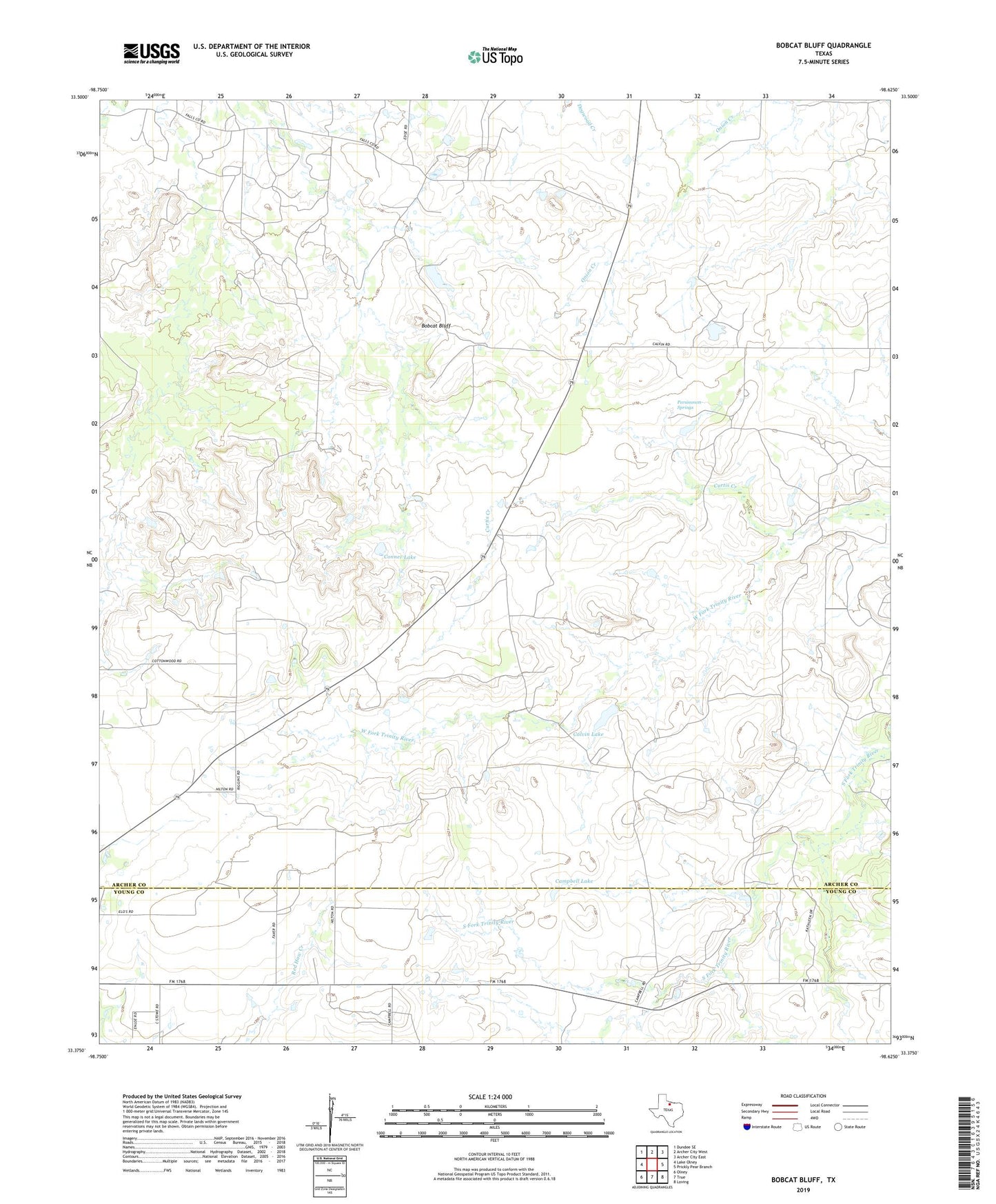 Bobcat Bluff Texas US Topo Map Image