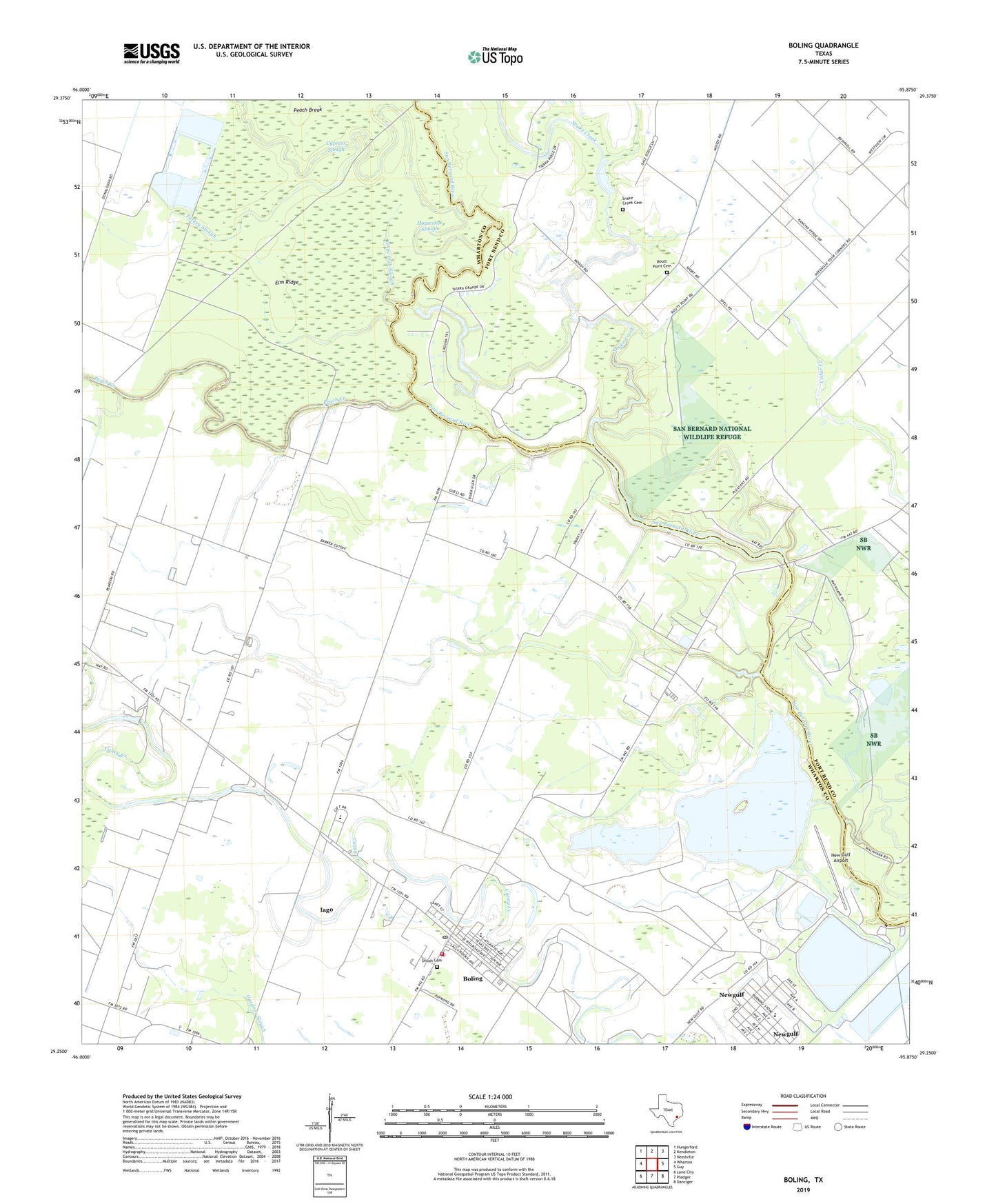 Boling Texas US Topo Map Image