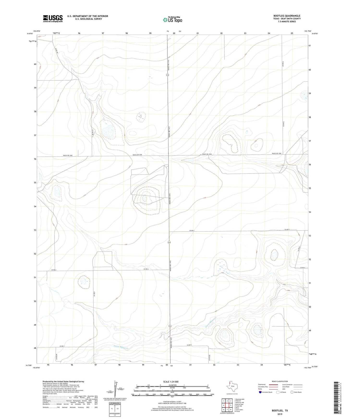 Bootleg Texas US Topo Map Image