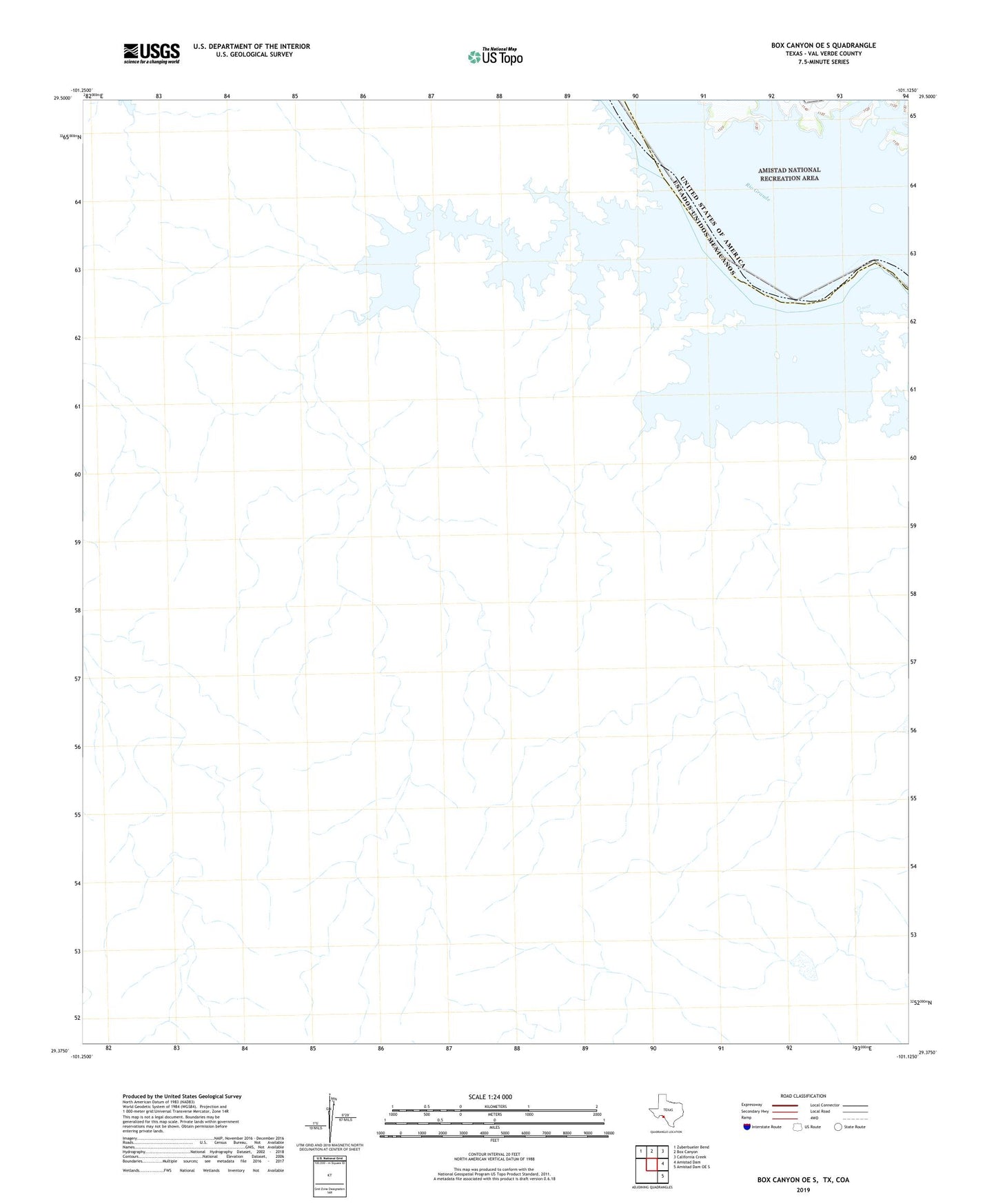 Box Canyon OE S Texas US Topo Map Image