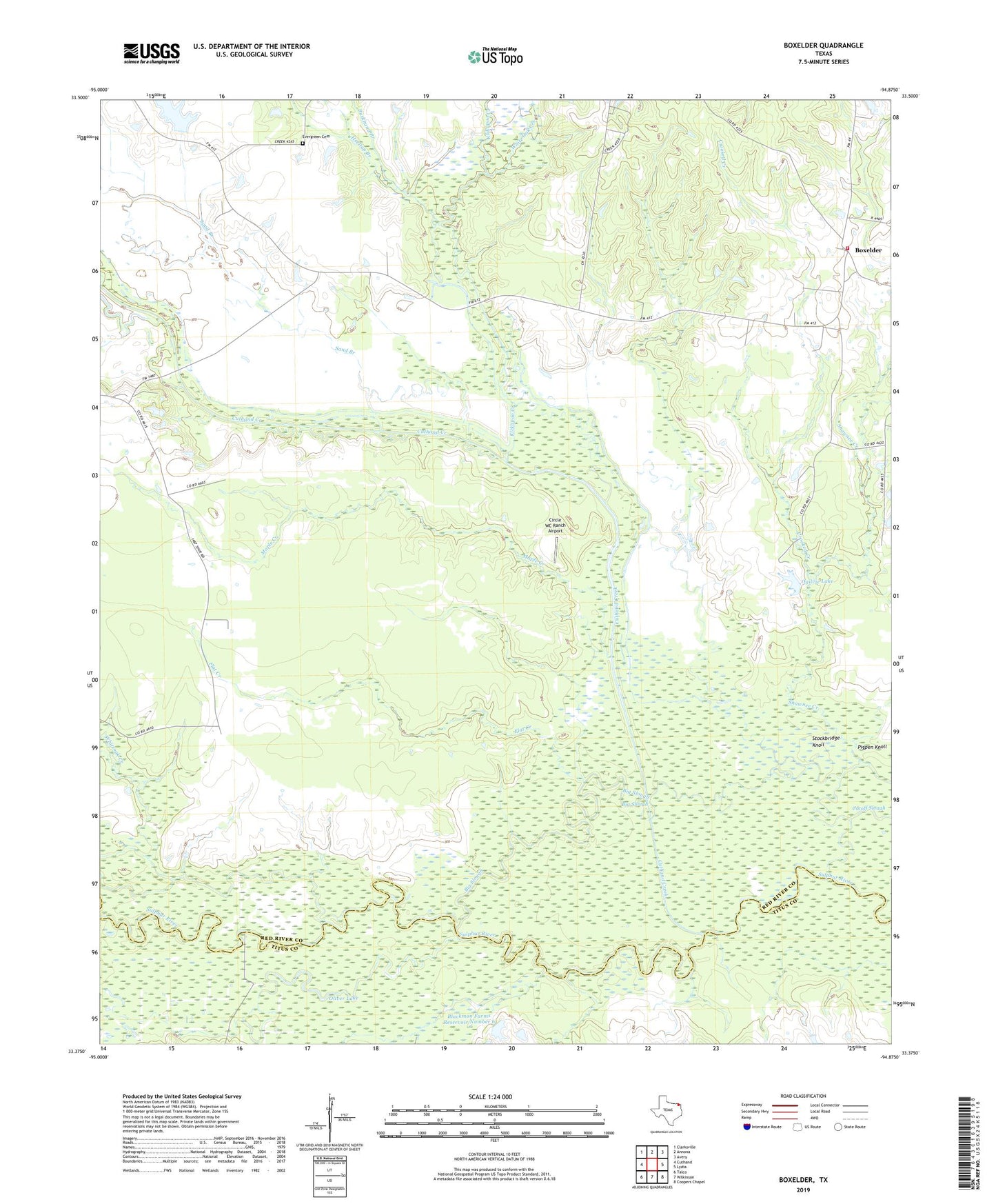 Boxelder Texas US Topo Map Image