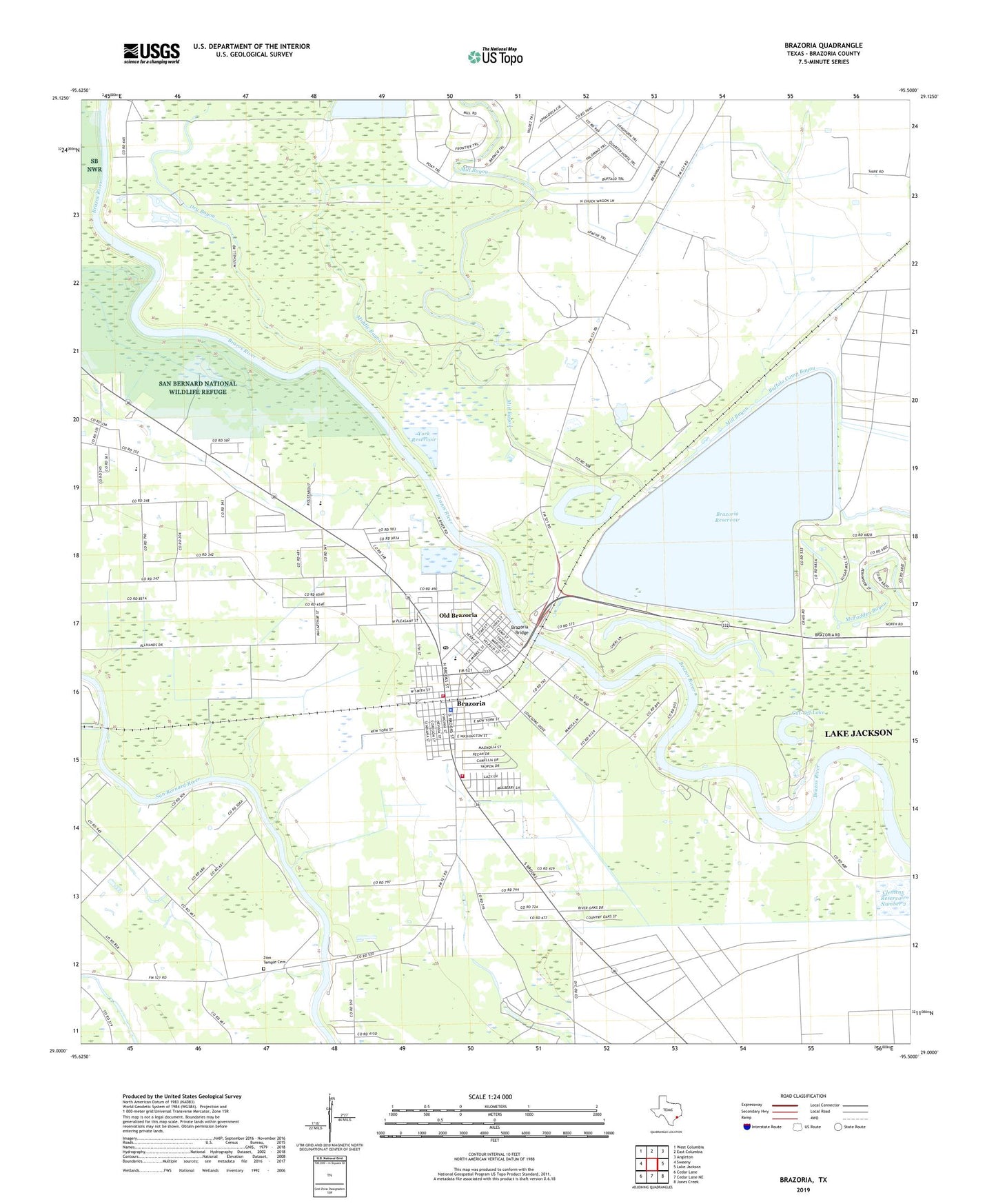 Brazoria Texas US Topo Map Image