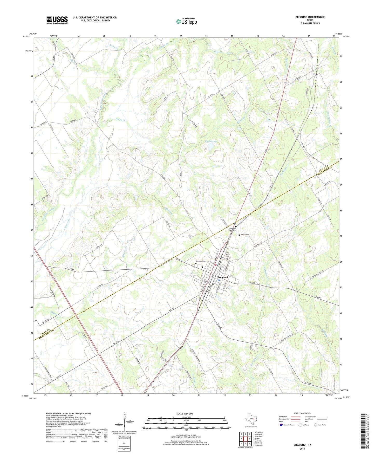 Bremond Texas US Topo Map Image