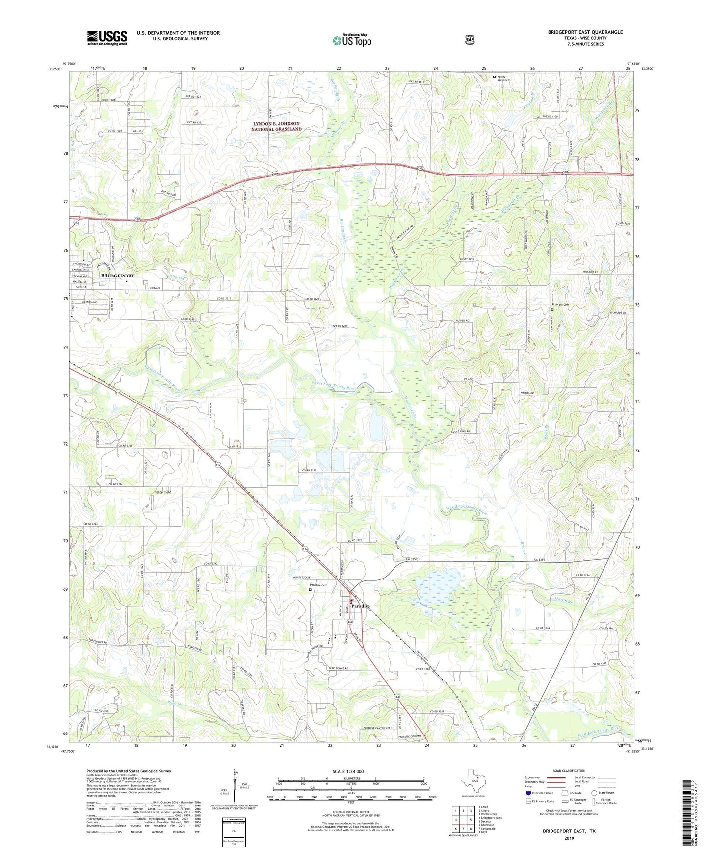 Bridgeport East Texas US Topo Map Image