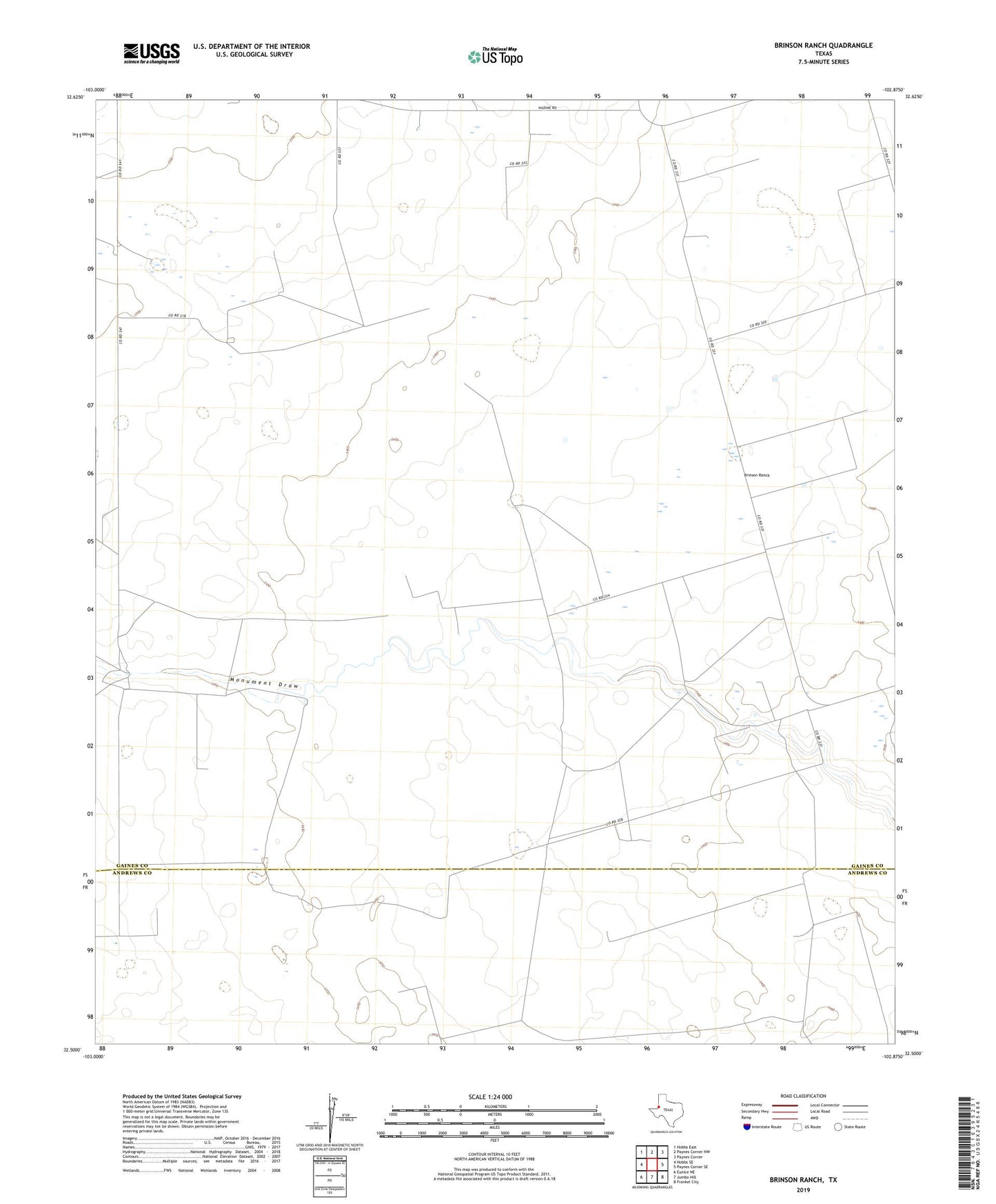 Brinson Ranch Texas US Topo Map Image