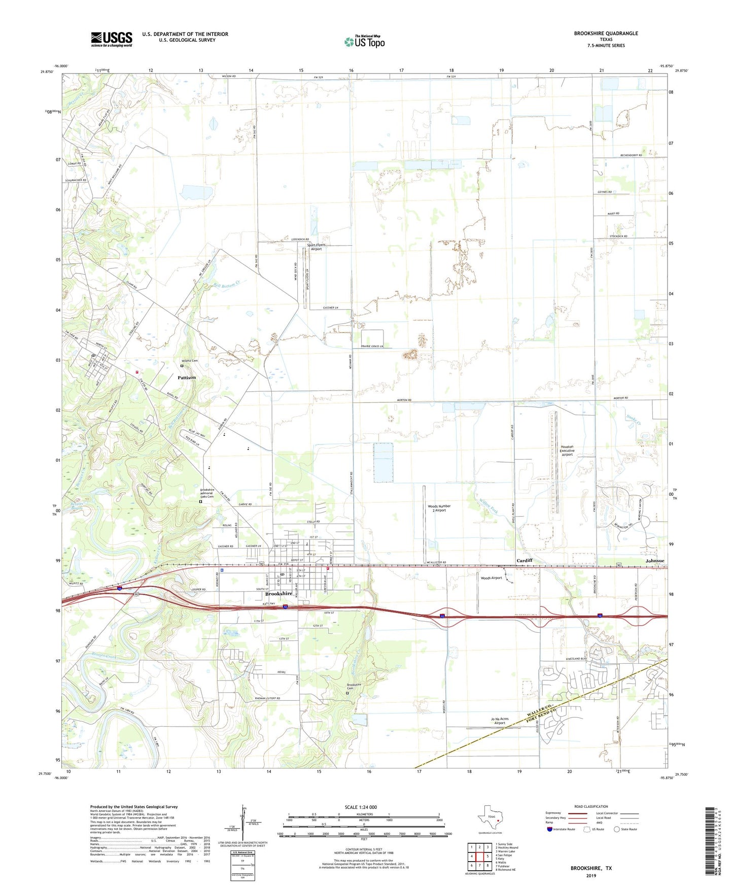 Brookshire Texas US Topo Map Image