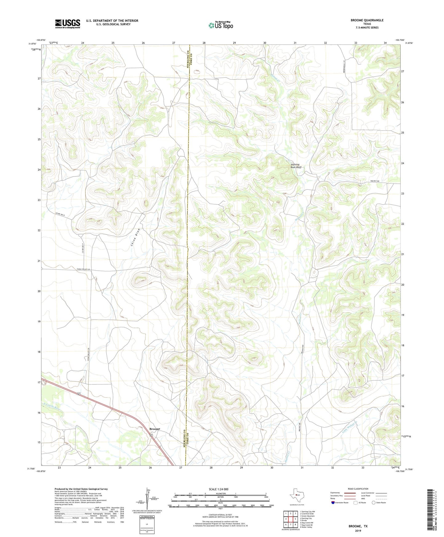 Broome Texas US Topo Map Image