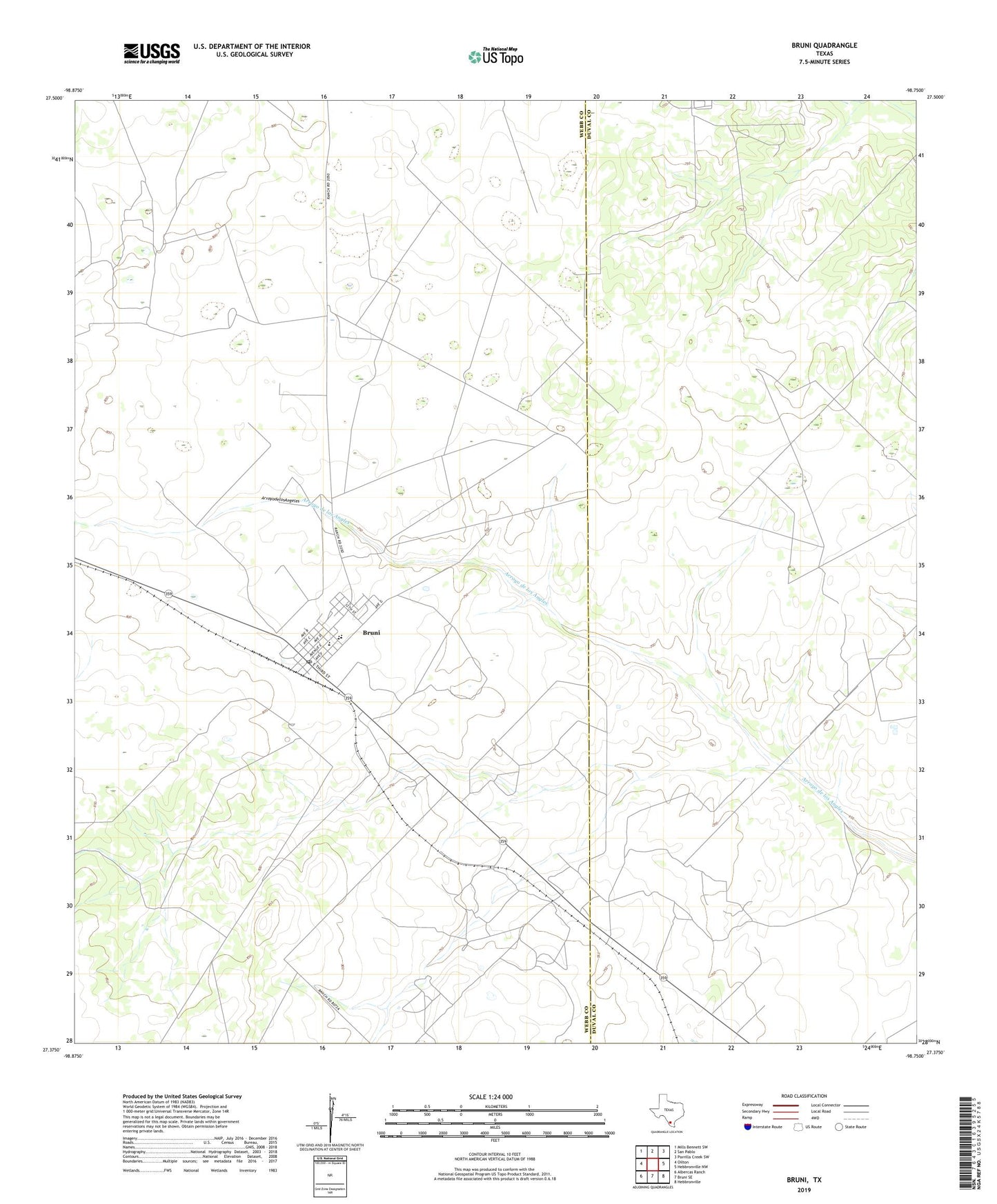 Bruni Texas US Topo Map Image