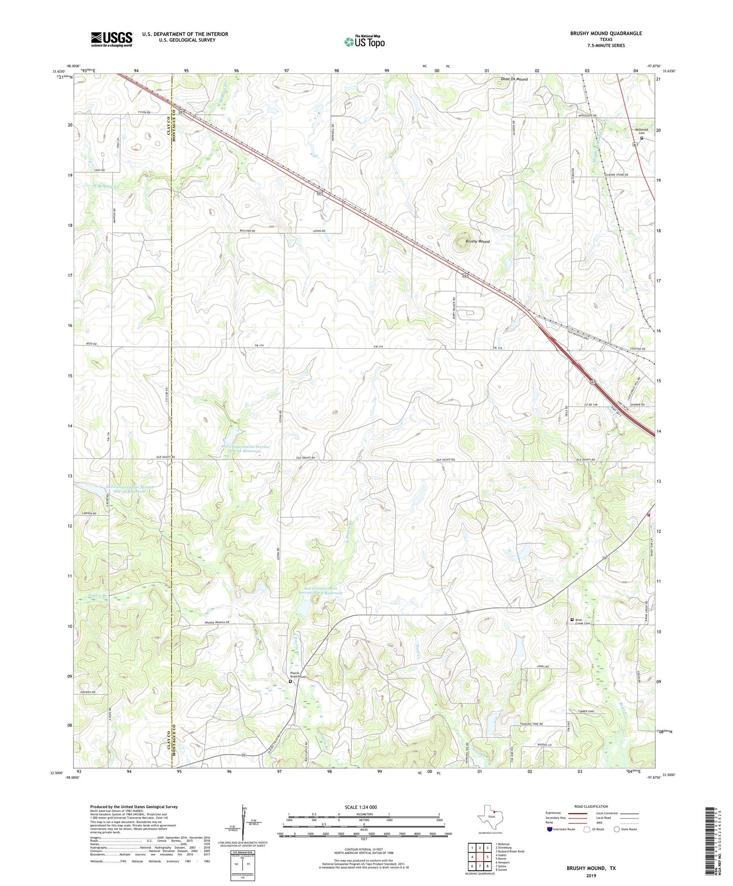 Brushy Mound Texas US Topo Map Image