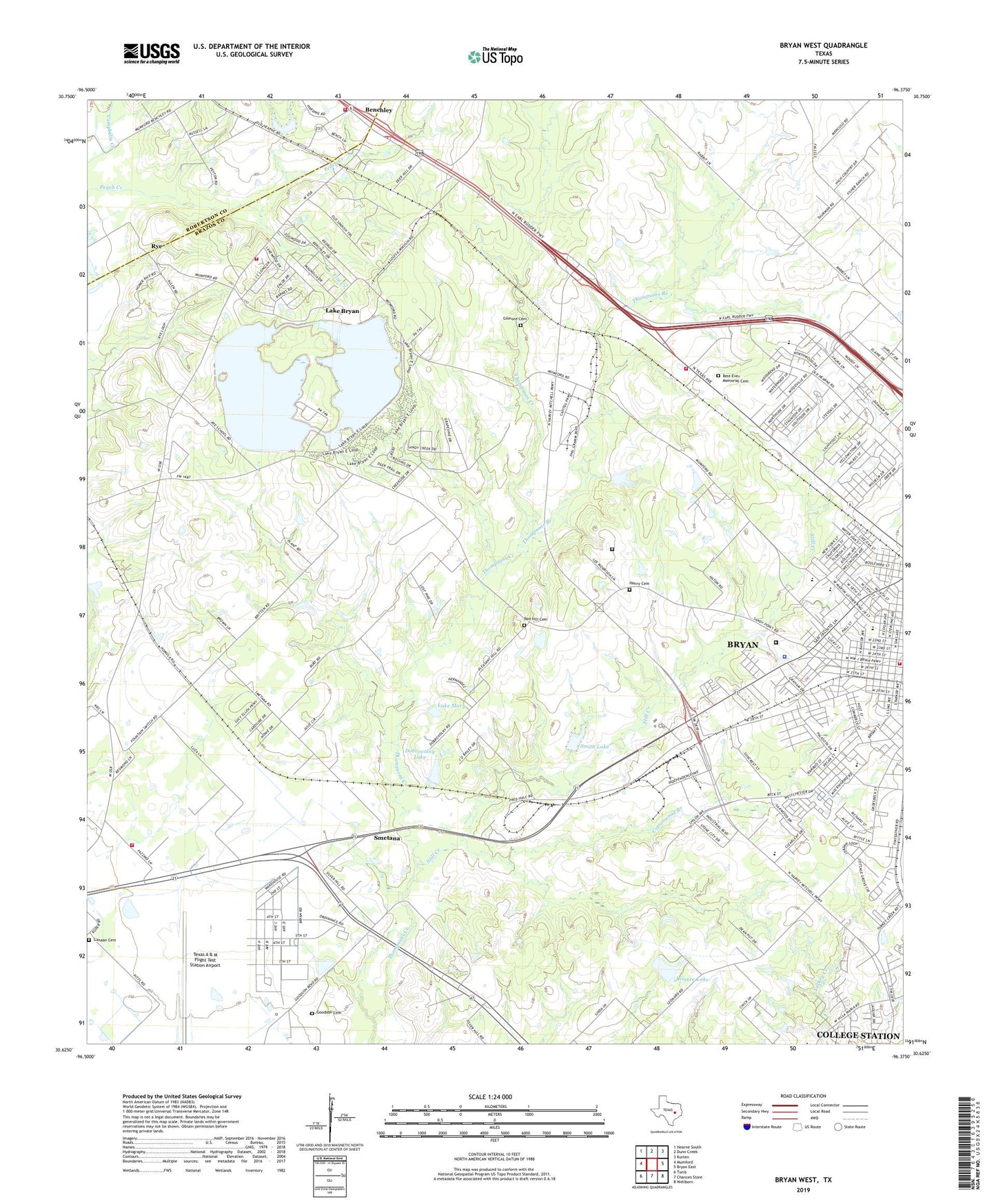 Bryan West Texas US Topo Map Image