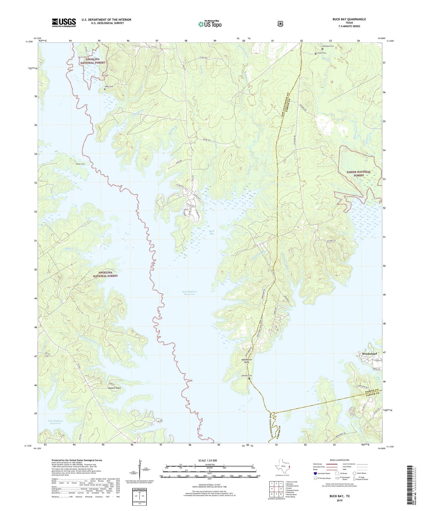 Buck Bay Texas US Topo Map Image