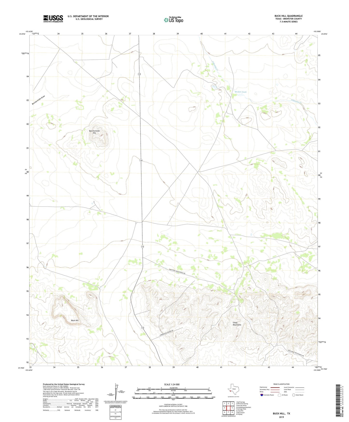 Buck Hill Texas US Topo Map Image
