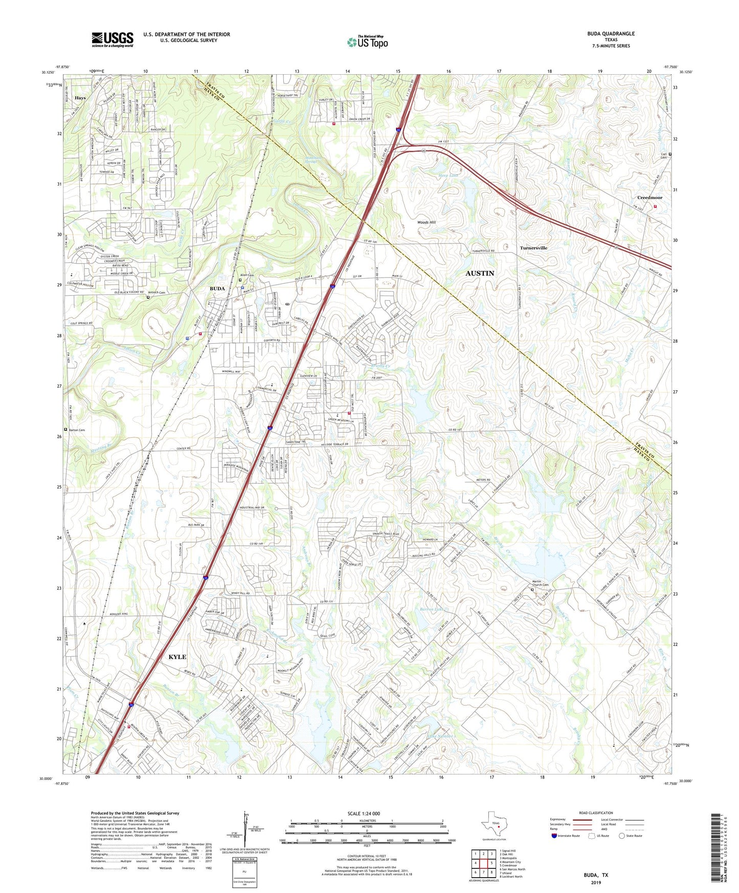 Buda Texas US Topo Map Image