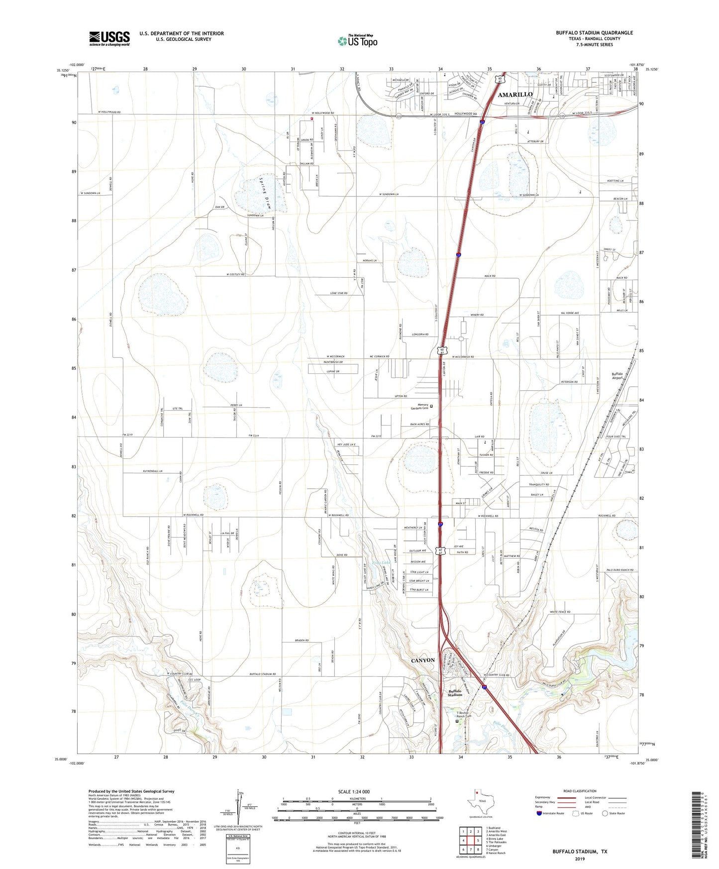Buffalo Stadium Texas US Topo Map Image