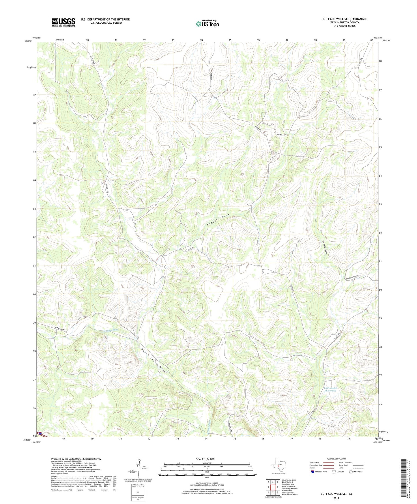 Buffalo Well SE Texas US Topo Map Image