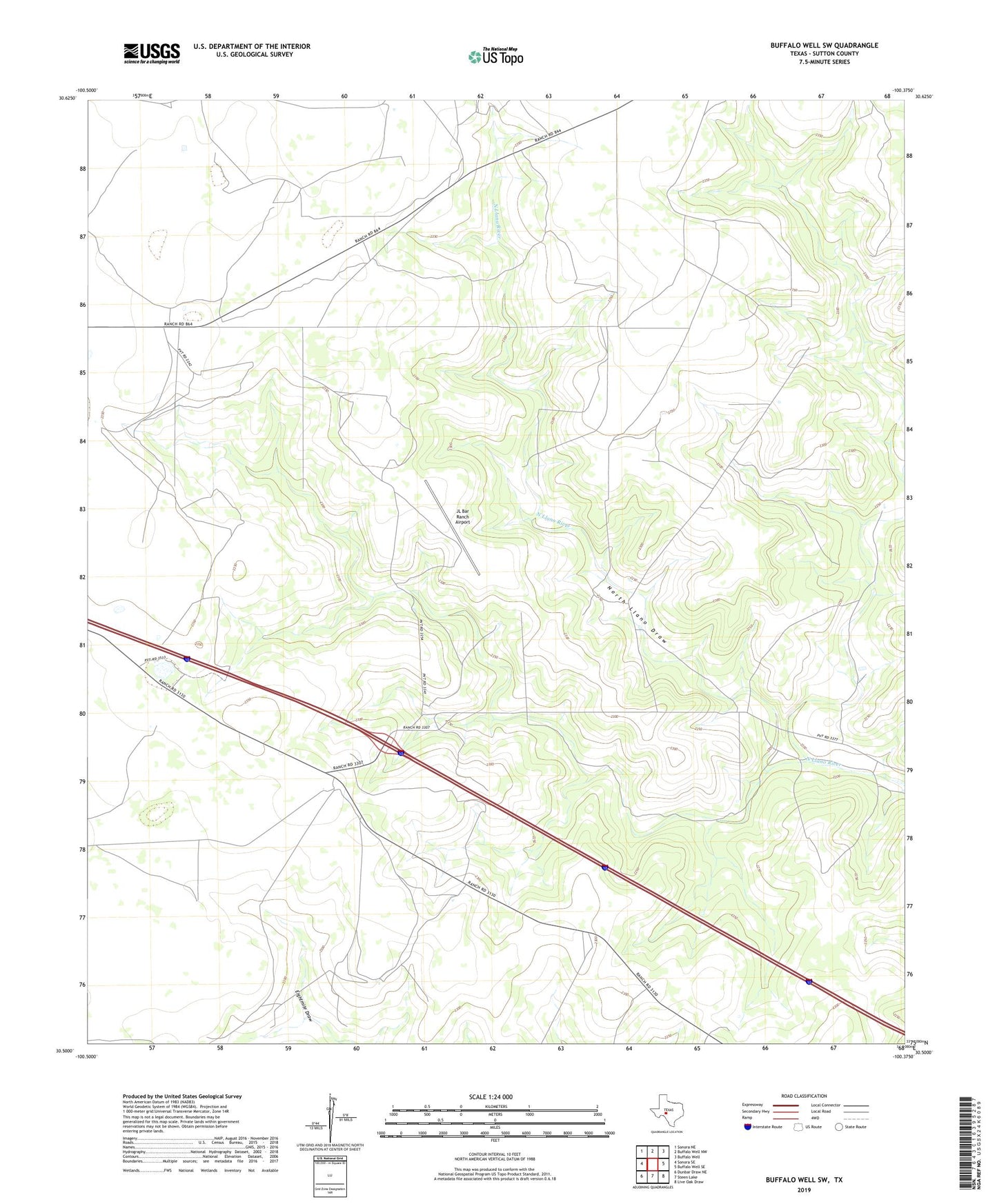 Buffalo Well SW Texas US Topo Map Image