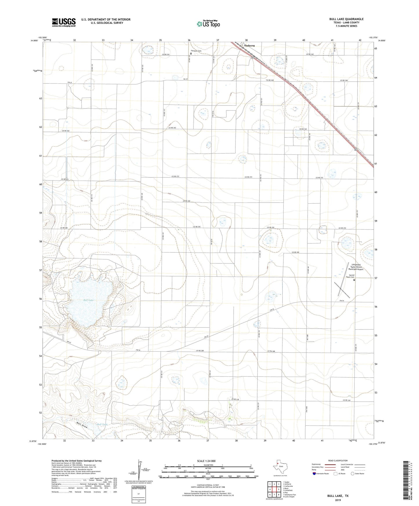 Bull Lake Texas US Topo Map Image